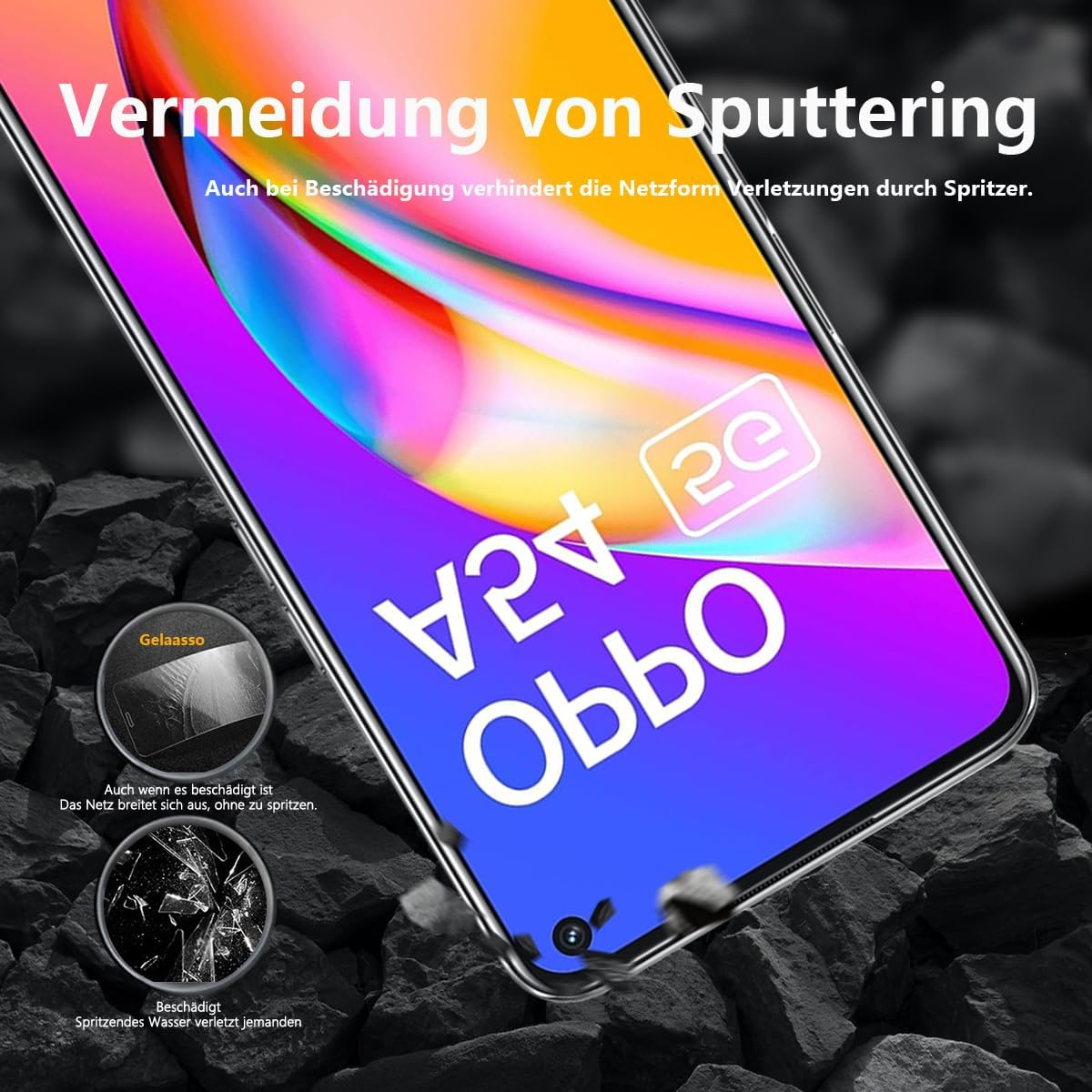 Gelaasso Pack of 2 Screen Protectors Compatible with Oppo A54 5G/A74 5G Tempered Glass Protection, 9H Hardness, Anti-Scratch, Anti-Spy Film, Privacy Screen Protector for Oppo A54 5G/A74 5G Privacy image number 3