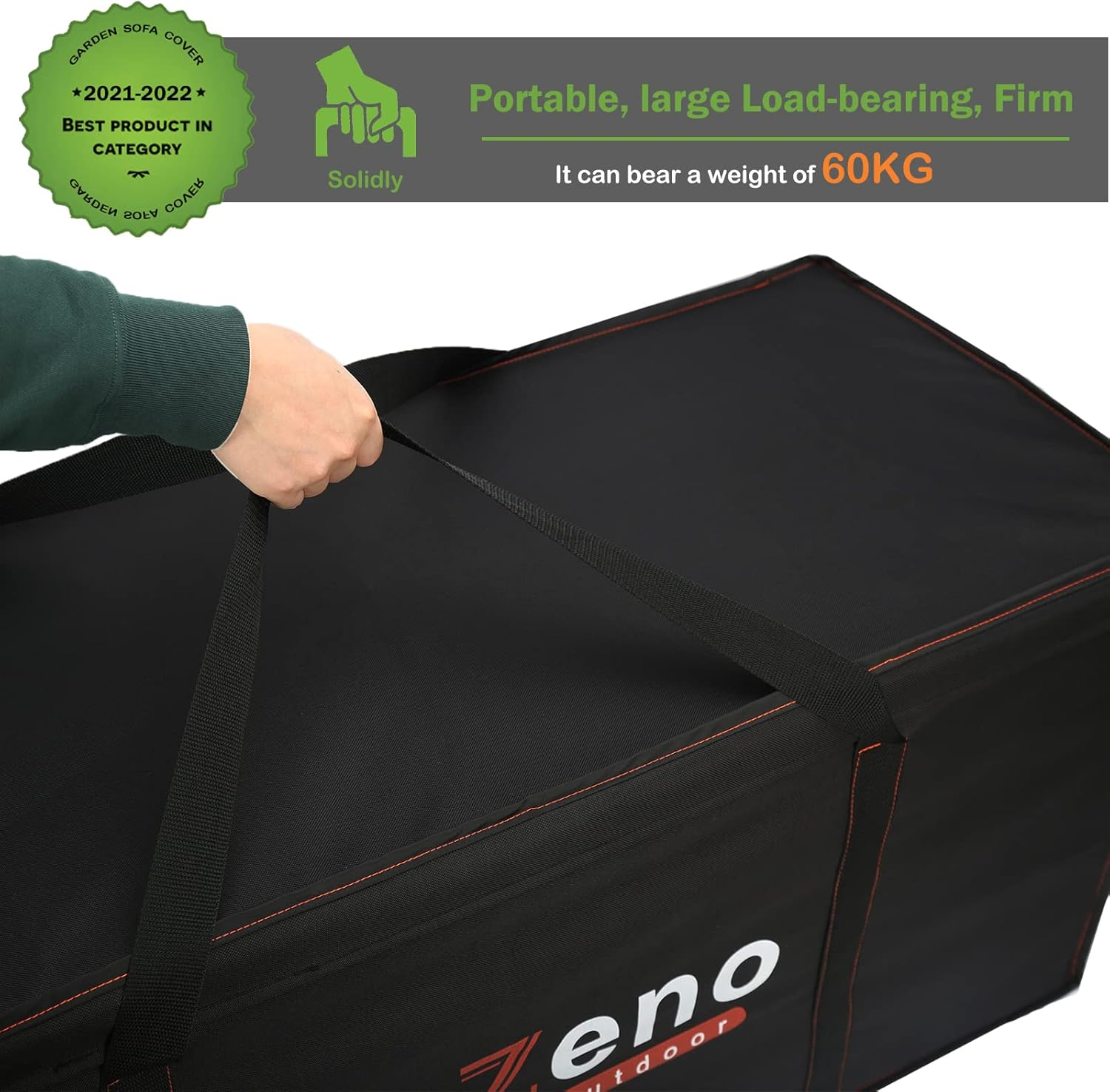 Enzeno Garden Furniture Cushion Storage Bag, 420D Oxford Fabric Waterproof, Anti-Uv Heavy Duty Christmas Tree Storage Bag with Carry Handle and Zipper (175X75X55Cm), Black