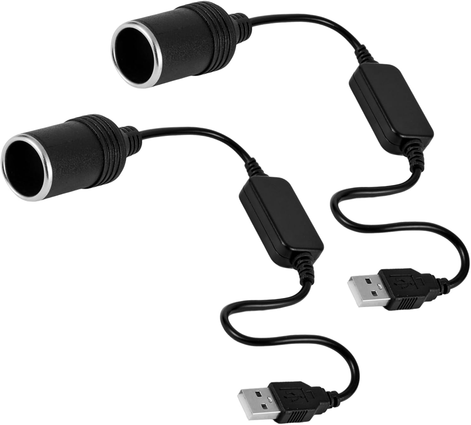 2 Pcs USB a Male to 12V Car Cigarette Lighter Socket Female Converter Cable, USB to Cigarette Lighter Adapter (8W Max) image number 2