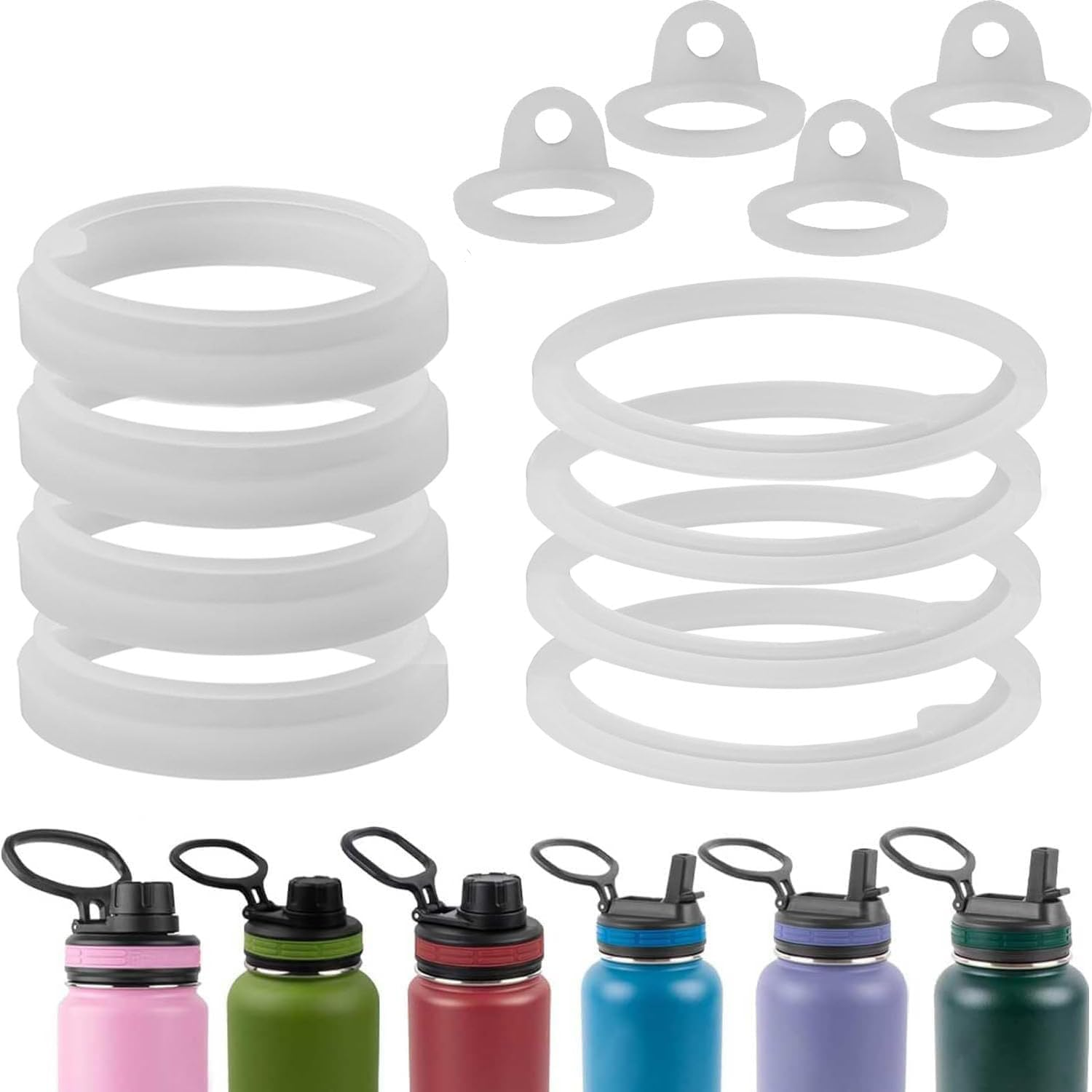 12 Gaskets Compatible with TAKEYA Water Bottle,Wady Water Bottle Gasket Replacement for Thermoflask 24Oz 32Oz 40Oz 64Oz Water Bottle Lid - 4 Each for Water Bottle Straw Lid,Chug Lid & Chug Spout Clear image number 4