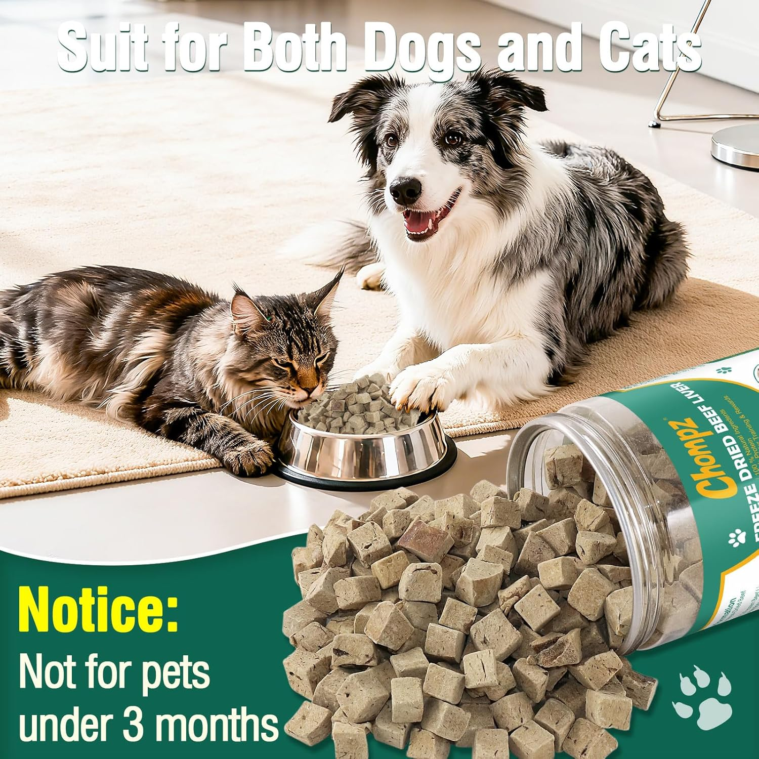 Freeze-Dried Beef Liver Treats for Dogs & Cats, Healthy Pet Training Treats or Food Topper, Single Ingredient High-Protein 4.23Oz image number 6