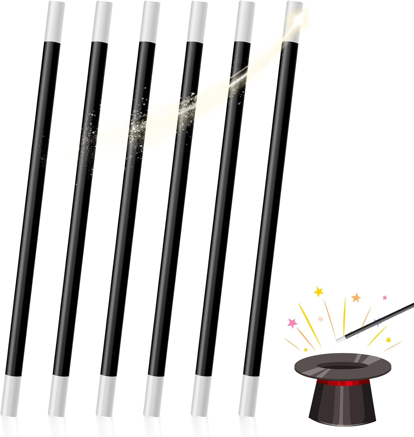 BEZANU Magic Show Wand, 6 PCS Plastic Magic Show Props for Magician Costume, Wizard Witch Costume, Party Games (24.9Cm/9.8In) image number 6