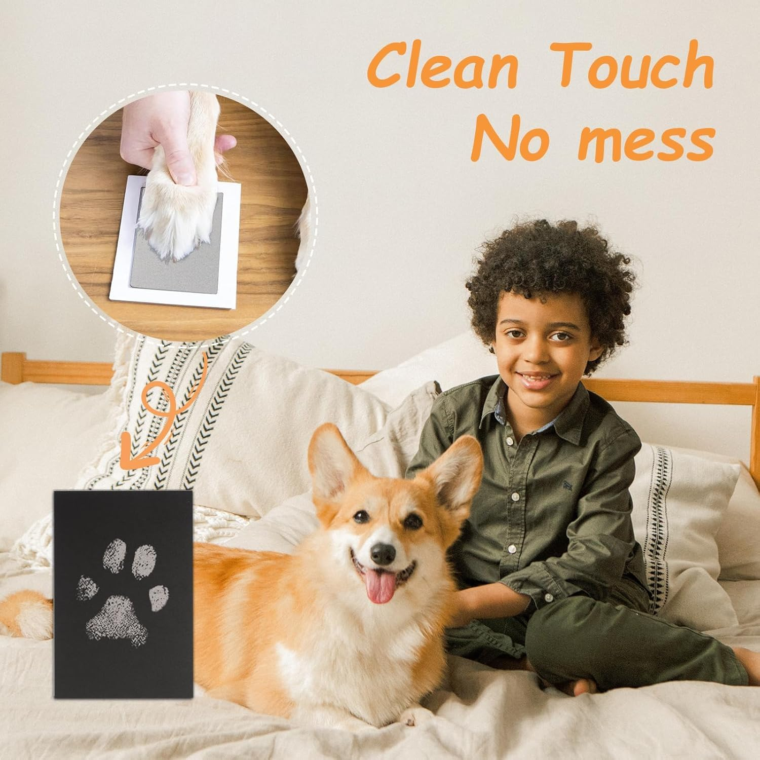 Inkless Pet Paw Print Kit,No-Mess Dog/Cat Nose & Paw Impression Set,Memorial Keepsake Cards, 2 Sizes, Quick-Dry & Vet-Safe (Silver, Small-Medium 1-Pack) image number 1