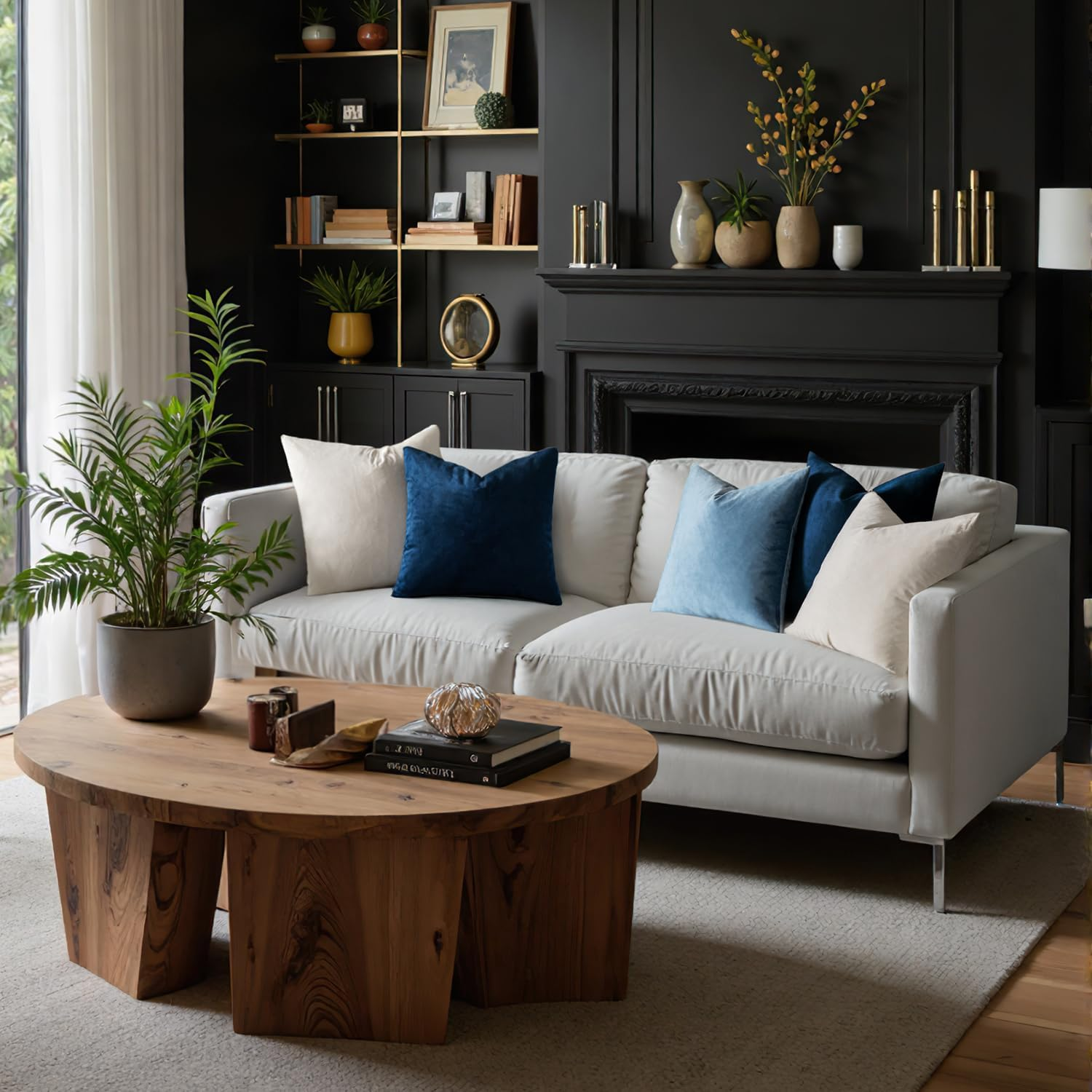 MIULEE Velvet Throw Pillow Covers 18X18 Inch, Pack of 2 - Dark Blue, Super Soft Decorative Square Cushion Cases Modern Luxury Home Decor for Sofa, Couch, Bed, Chair with Invisible Zipper image number 2