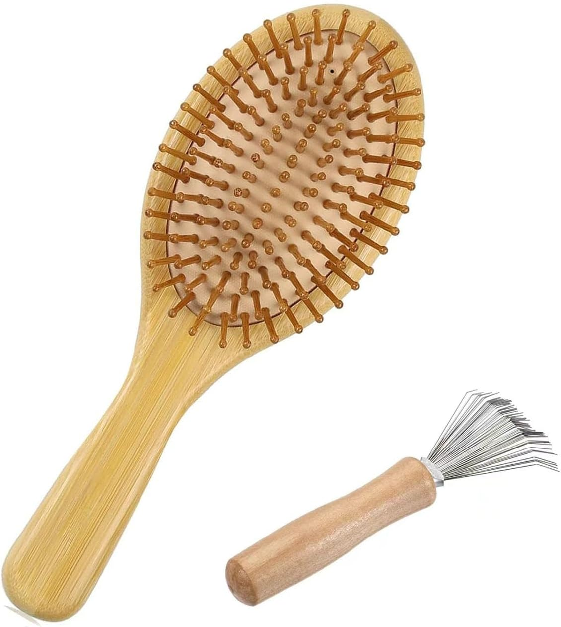 Bamboo Hair Brush for Hair Growth Kit &ndash; Natural Bamboo Bristles Wooden Paddle Brush, Scalp Massage & Detangling for Women, Men & Kids, All Hairs Types, Ergonomic Handle