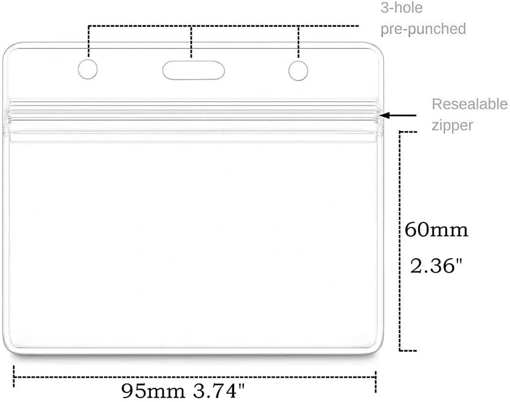 Name Tags,Bird Fiy 50 Pcs Waterproof Type Clear Plastic Horizontal Name Tag Badge Id Card and 50 Pcs Blue Lanyard - Blue image number 3