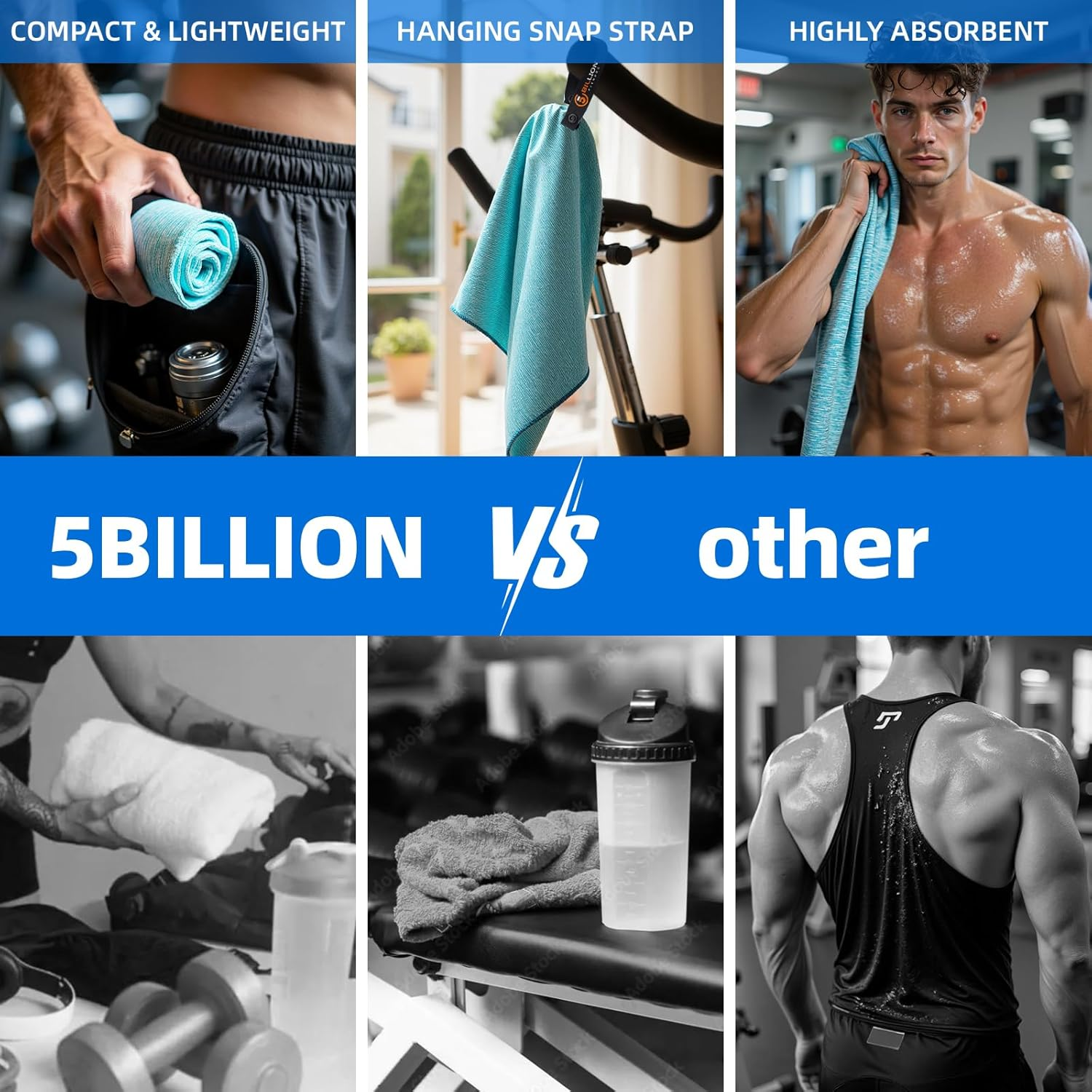 Microfiber Towel Quick Dry Set (4 Pack) - Super Absorbent Gym Towels Lightweight Hot Yoga Towel Fast Drying Travel Towels for Workout Sports Exercise-Home Gym Accessories for Men & Women (Four-Color) image number 1