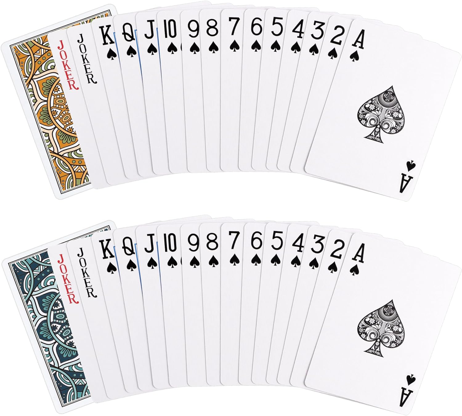 Neasyth Playing Cards, 2 Pack for Adults and Kids, Poker Size, Classic Style, Unisex, Green+Orange, 2 Decks, 168 Grams, Ages 0-6 image number 5