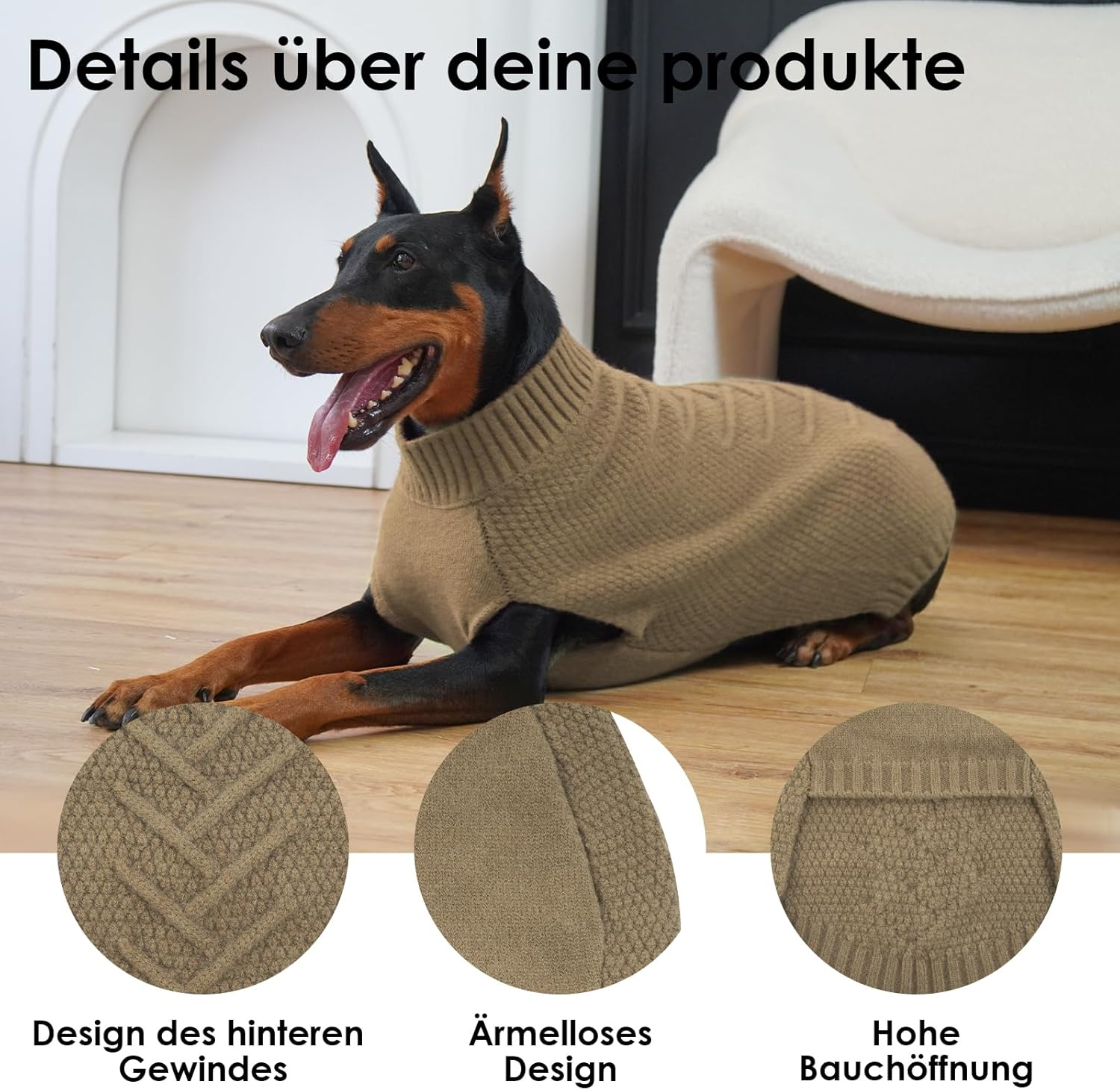 Katzinst Dog Jumper, Knitwear, Dog Clothes, Warm Dog Clothes for Medium and Large Dogs, Jumper Pet Coat for Cold Winter, Warm Winter Clothing for Labrador - (M-4XL) image number 5