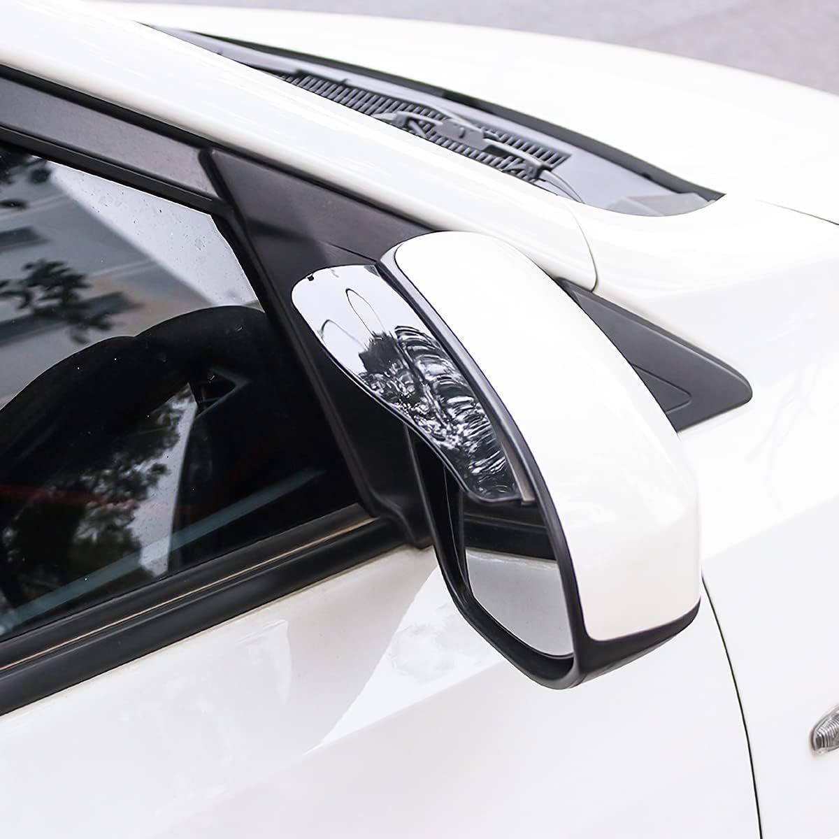 Car Rear View Mirror Rain Visor Guard, 2 Pcs Black Rain Eyebrow for Side Mirror, Waterproof Auto Mirror Visor Smoke Guard Cover, Accessories for Most Car SUV Truck (Black) image number 1