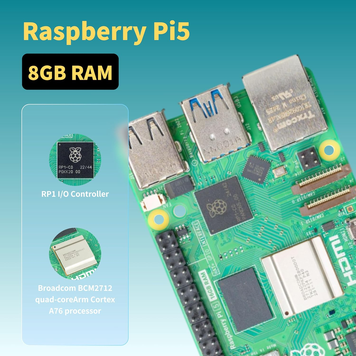 Irasptek Starter Kit for Raspberry Pi 5 8GB Ram-Pre-Loaded with 64GB Edition Raspberry Pi OS (Red & White Case)