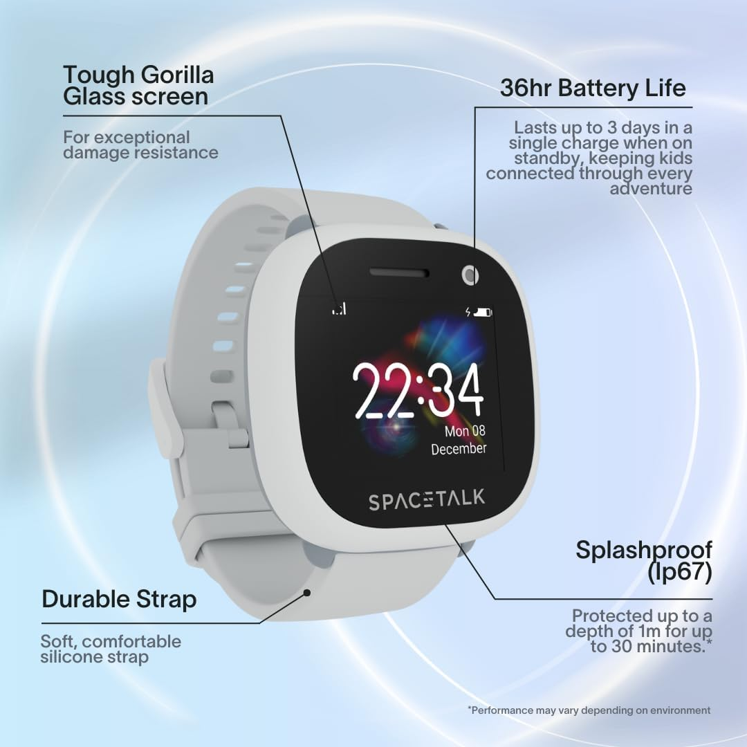 Spacetalk Adventurer 2 Smartwatch (Frost) | Kids Smart Watch with 4G, GPS, Text & Video Calling | 5MP Camera | Splashproof | Sim Included | Tough Screen | *Mobile Plan Required (Sold Separately)* image number 2