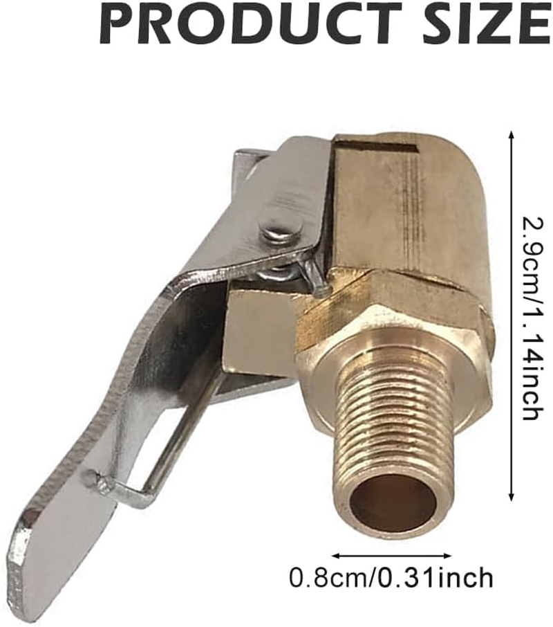 Tire Air Chuck with Clip Adapter, 2Pcs Brass Locking Tire Inflator Nozzle Adapter Connect, Tire Chucks for Vehicle Inflator Compressor Pump Connecttool(Color:As Shown) image number 5