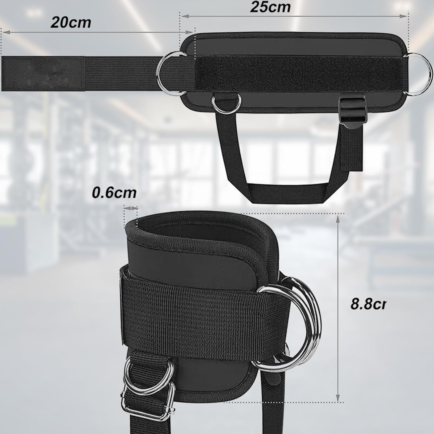 1Pair Ankle Straps for Cable Machine, Ankle Cuffs to Improve Abdominal Muscles, Leg Strength Training Sports Protective Gear for Kickbacks, Glute, Leg, Abs image number 4