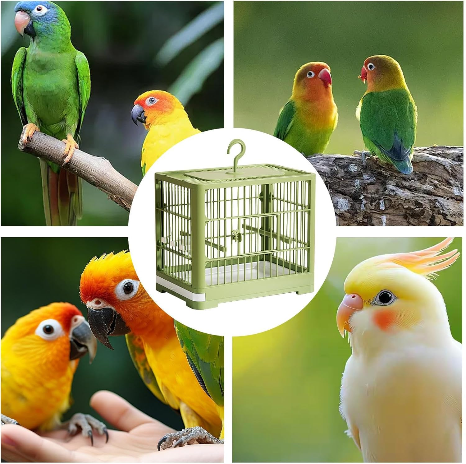 Travel Cage for Birds | Parakeet Travel Cage with Pull Out Tray,Breathable Pet Bird Playing Habitat for Budgies Sparrow Macaws Parakeet Cockatiels image number 4