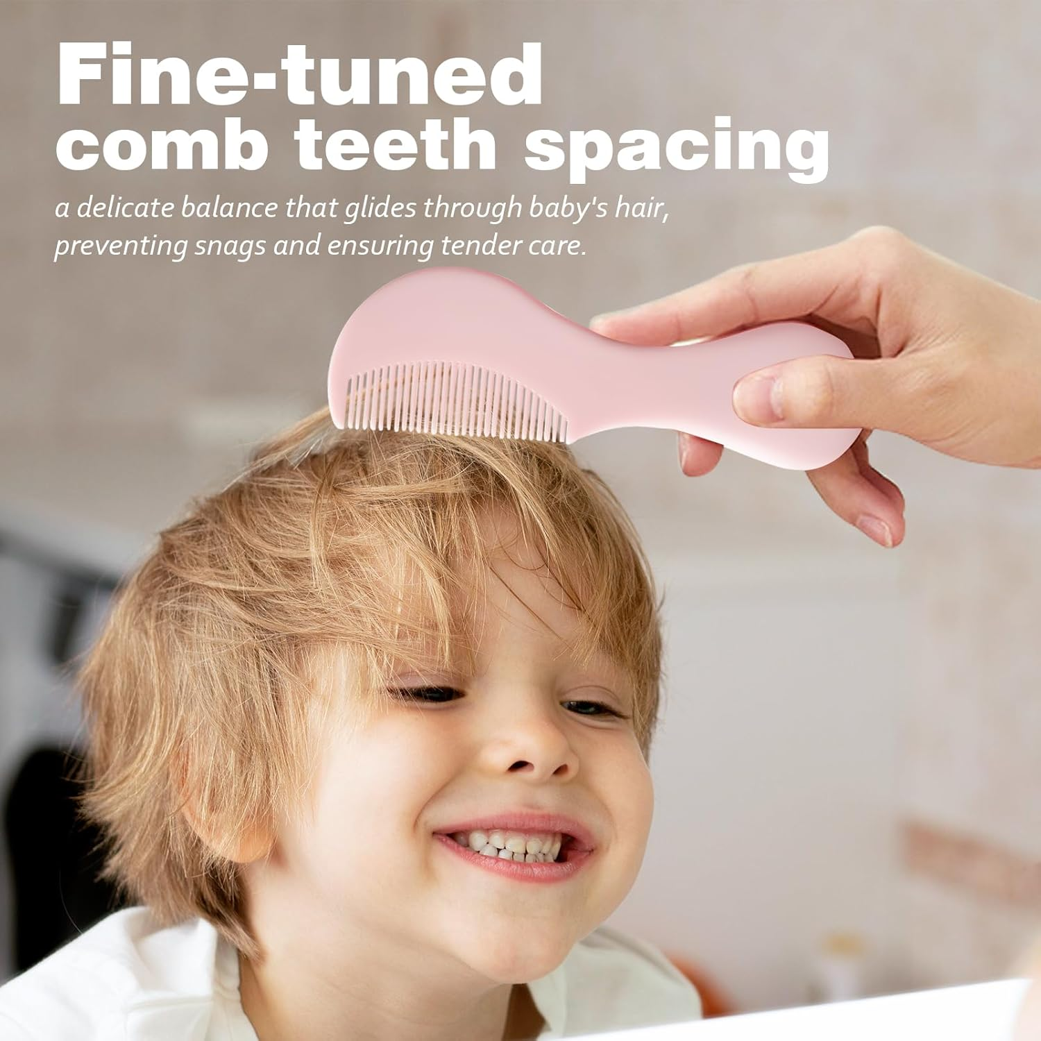 Baby Hair Comb Set Soft Baby Hair Brush Baby Comb Hair Comb Set Newborn Baby Hair Brush and Comb Set Baby Care Hair Brush for Girls and Boys,Ideal Present for Baby Pink image number 4