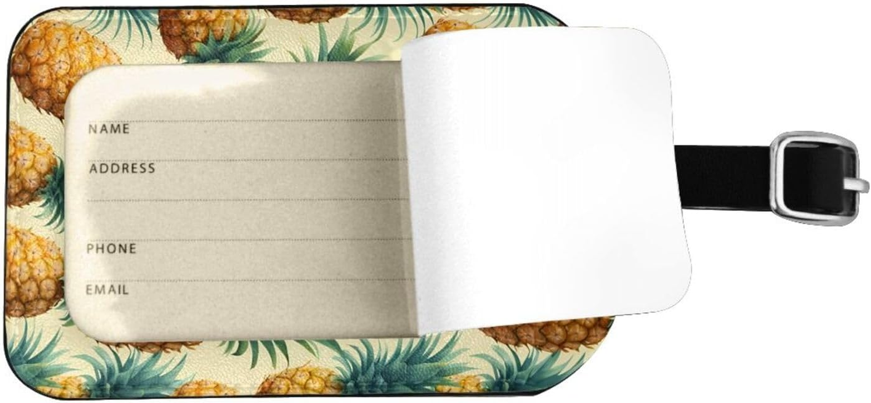 Tropical Pineapple Hawaiian Print Elegant Tag Stylish Tag Luggage Tag 4.3 X 2.76 Inch for Suitcases Travel Bags image number 2