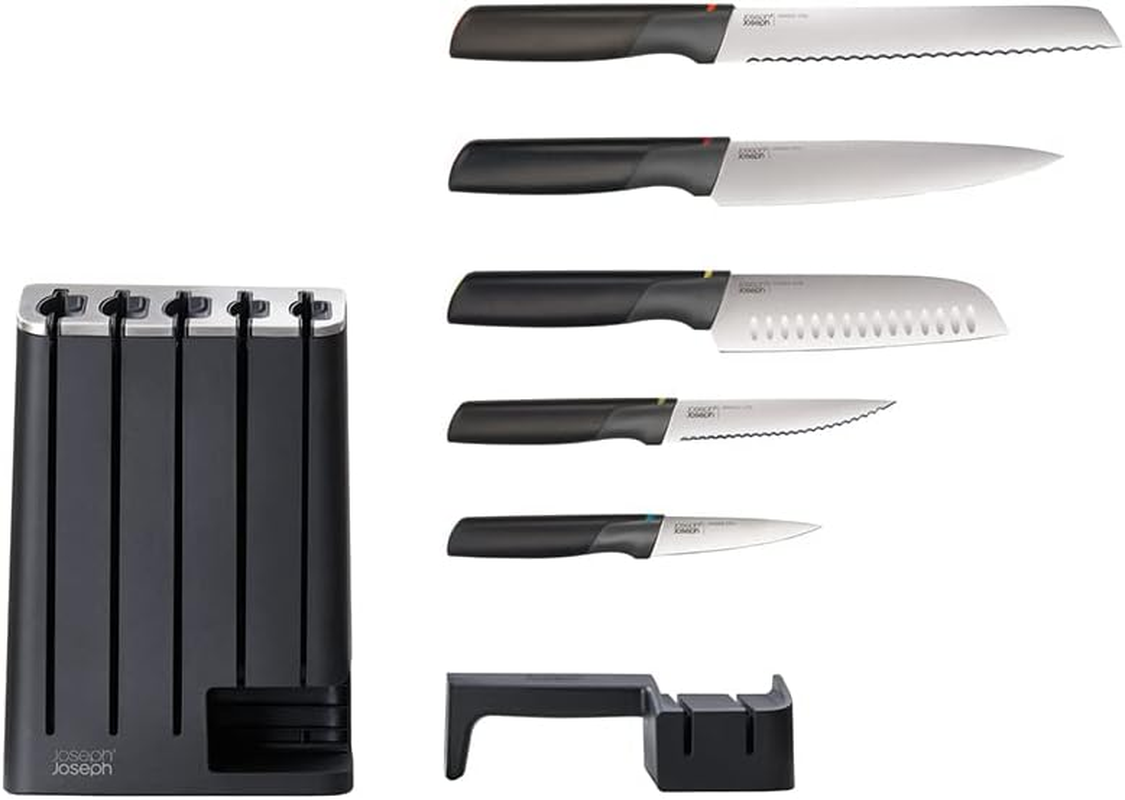 Joseph Joseph Elevate Knives Slimblock Stainless Steel 5 Piece Kitchen Knife Block Set with Ceramic Sharpener &ndash; Black image number 2