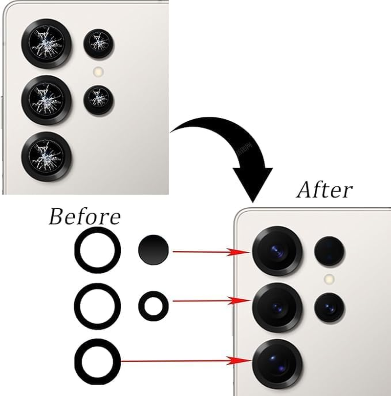 5Pcs/Set S25 Ultra Rear Back Camera Lens Glass Replacement for Samsung Galaxy S25 Ultra Camera Lens Replacement with Repair Tool Kit, Anti-Scratch