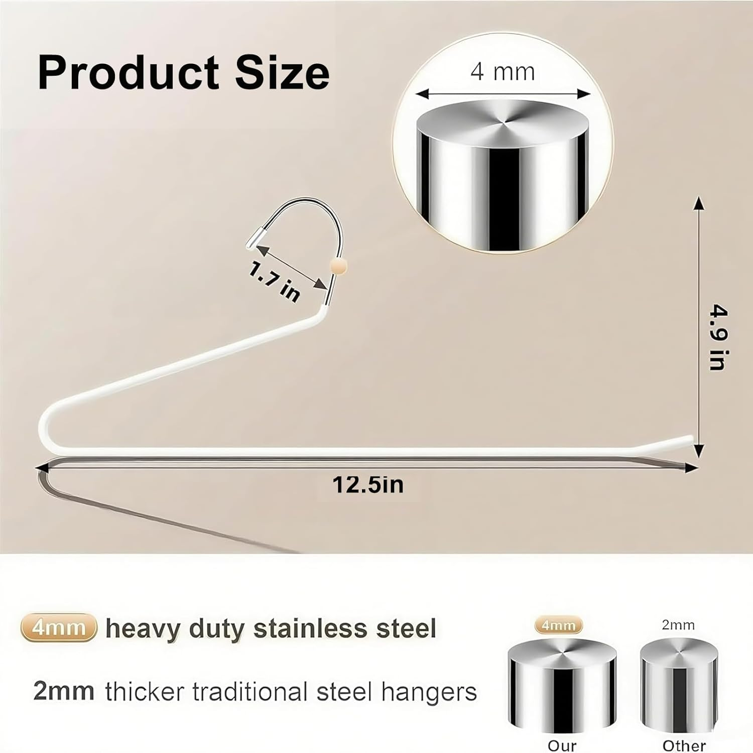 10 Pack Pants Hangers,Swan Neck Z-Shaped Space Saving Hangers for Pants with Non-Slip Rubber Coating,Open-Ended Metal Trouser Hangers for Pants,Skirt,Blankets,Closet Organisation (White) - White image number 5