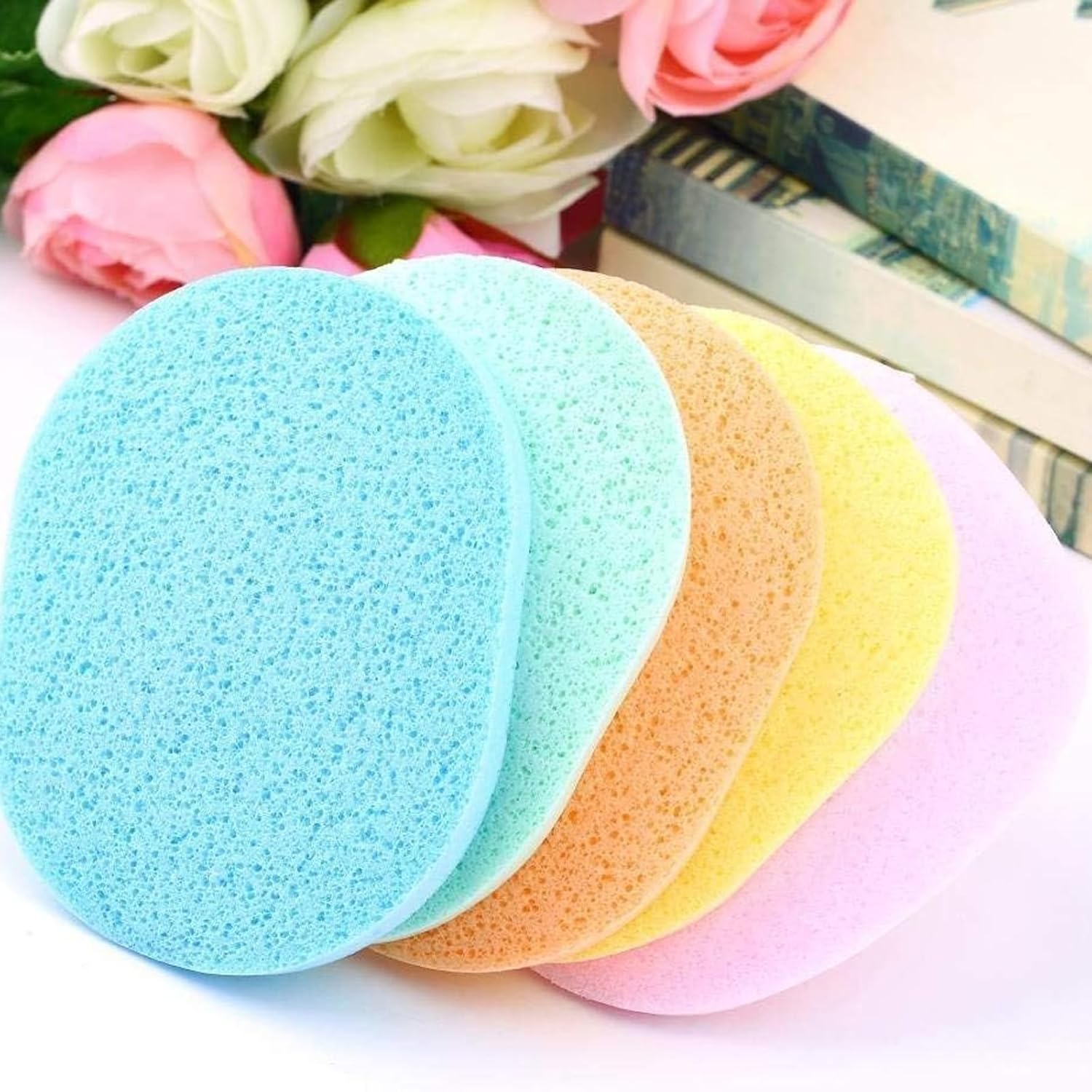 Cleansing Cellulose Sponge Face Wash Makeup Buffer Remover Facial Sponge 6Pcs（Random Color） image number 1