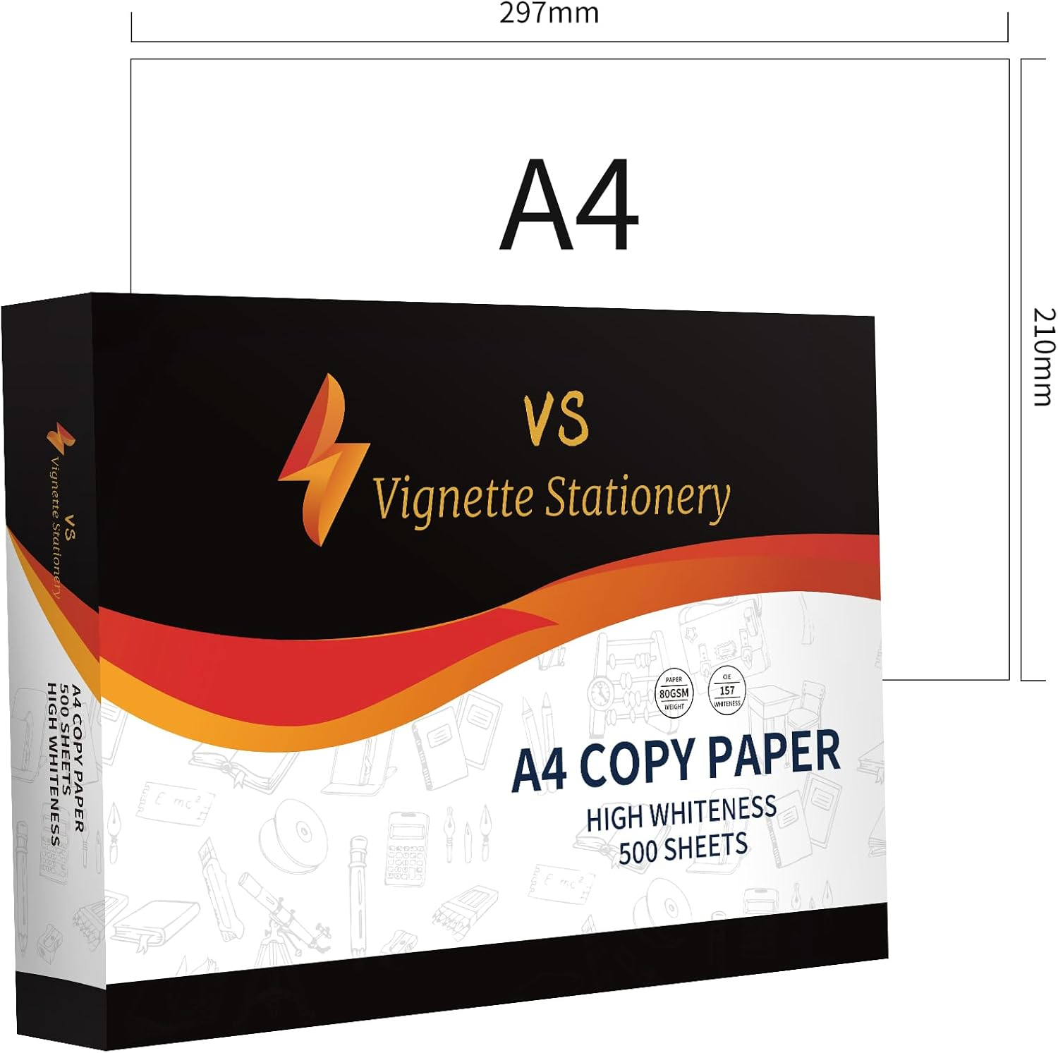 Vignette Stationery 2X Carton A4 Printing Copy Paper, 80GSM, 5000 Sheets, 10 Reams, 500 Sheets per Ream, White for Fast Printing 125 Sheets per Minute Easy Go through Printer image number 4