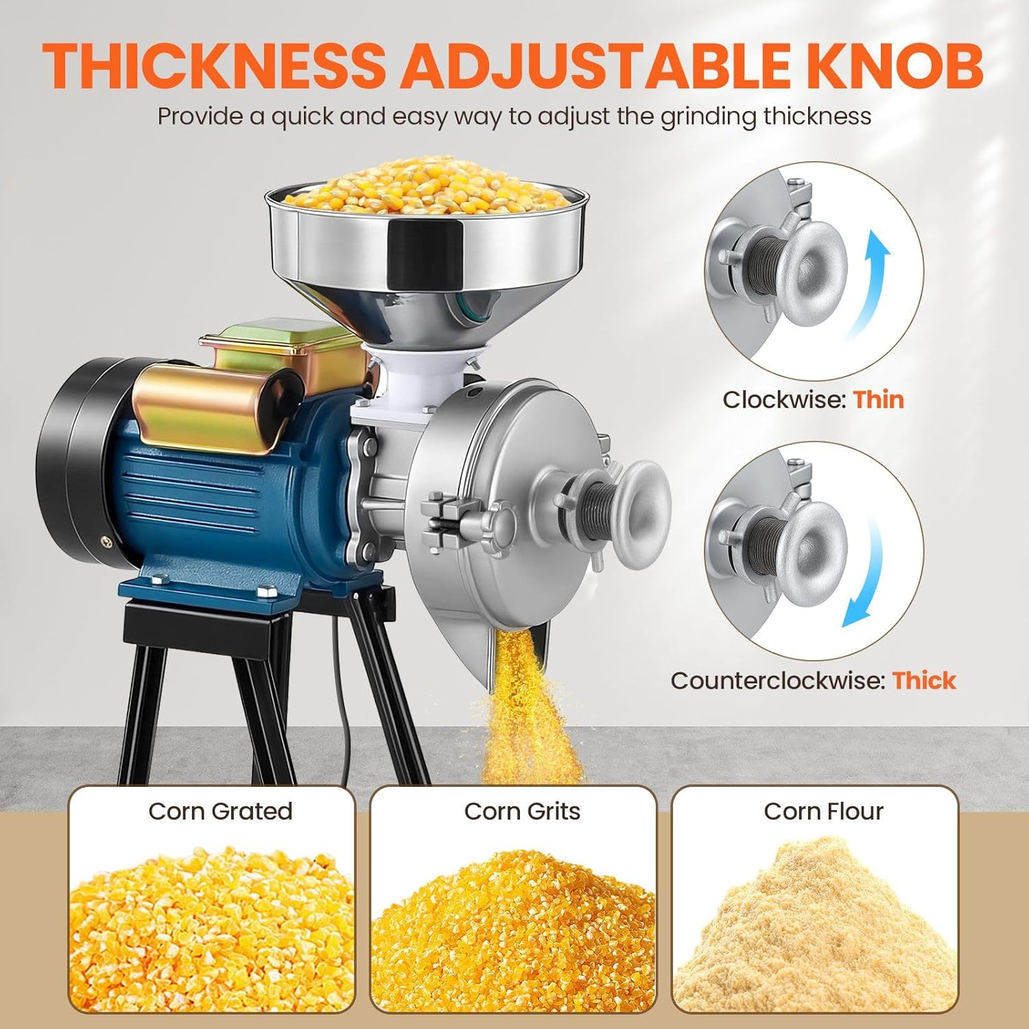 Maxkon 3000W Electric Grain Mill Grinder Machine Dry Wet Corn Rice Wheat Feed Flour Spice Cereal Coffee Bean Powder Commercial Home Nut Tofu Sorghum Milling image number 1