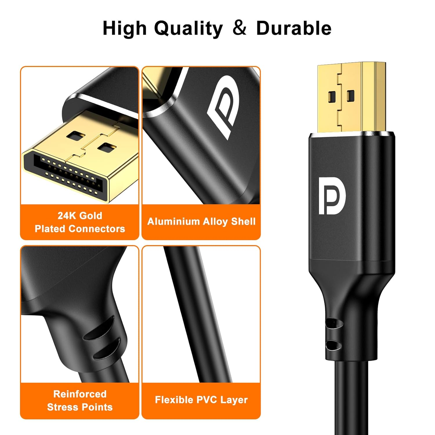 4K Displayport to HDMI Cable 2M,Uni-Direction,4K@30Hz,2K@60Hz,1080P Full Hd,Dp(Source) to Hdmi(Display) Cable,Pvc Cord,Gold-Plated Plugs for Dell,Nvidia,Amd,Lenovo,Monitor, Projector(2M) image number 2
