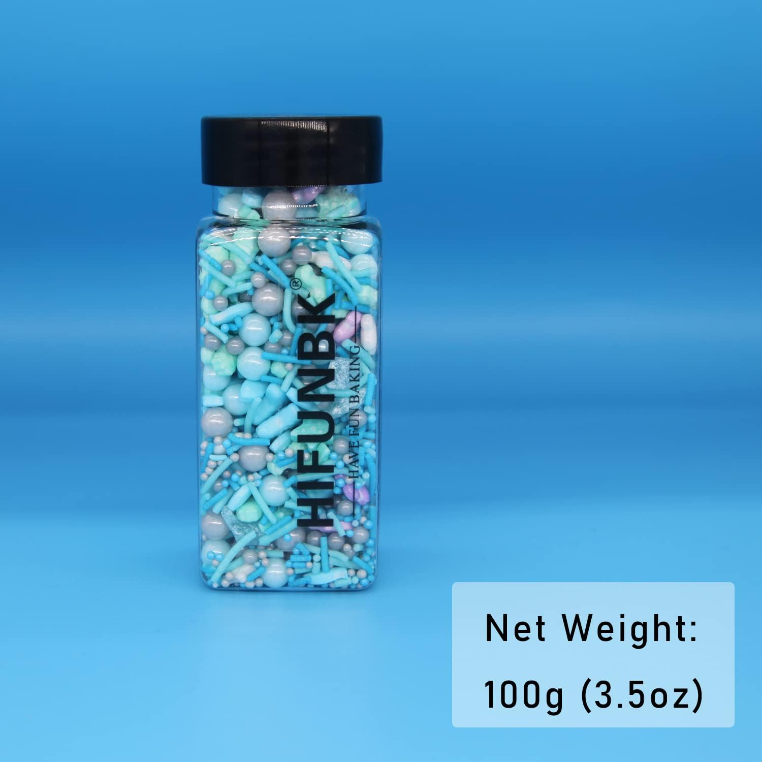 HIFUNBK Sprinkles for Cake Decorating, Edible Pearl for Cookie Cupcake Toppings, Cake and Cookie Decorating Supplies, Rainbow Pearl Sugar for Baking Decoration, 100G in Reusable Container (Sea) - Baby image number 5