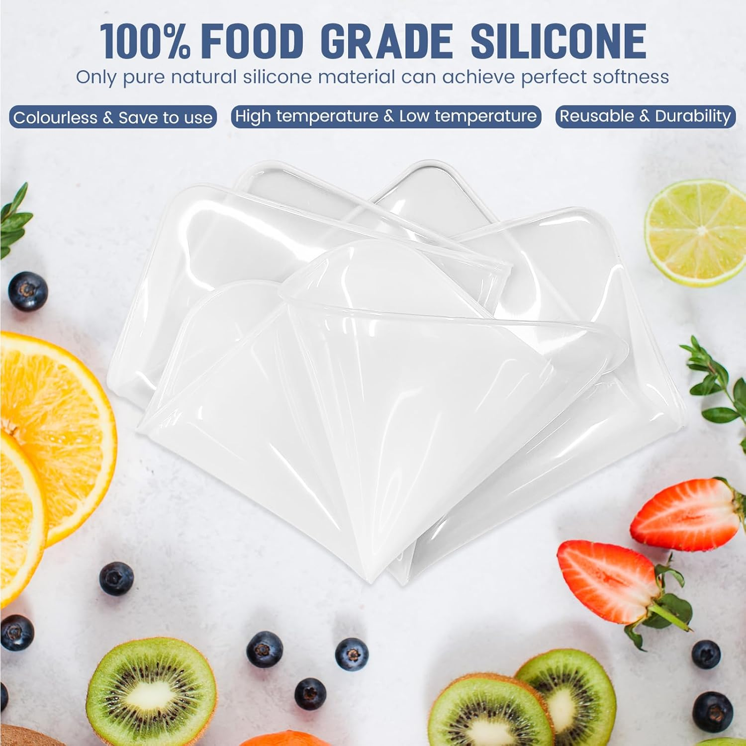 6 Pack Silicone Dehydrator Trays for Liquids, Fruit Leather Trays for Dehydrator, Non-Stick Silicone Dryer Mats with Edge,Reusable Dryer Sheet for Jerky, Fruit, Meat, Herbs (11 * 11&Prime;) image number 5