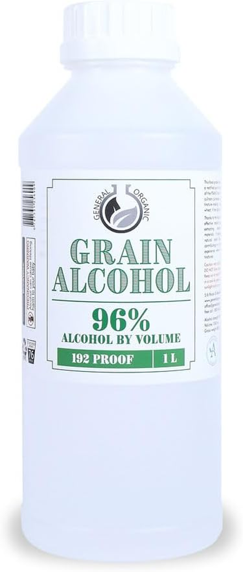 Organic Grain Alcohol Food Grade Ethyl Alcohol 1L 96% ABV image number 1