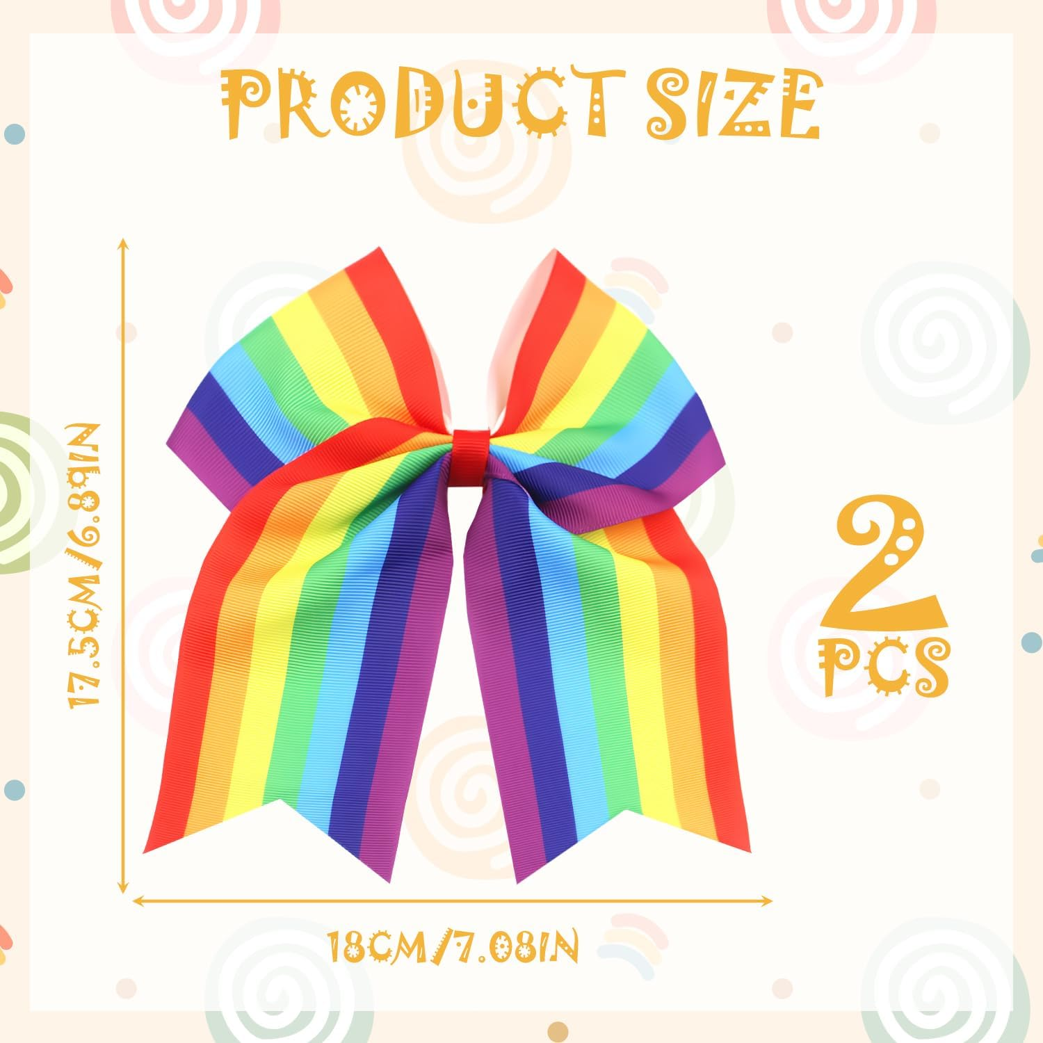 2 Pcs Rainbow Bow Hair Ties, Rainbow Butterfly Hair Accessories Soft Ropes Bow Ties Elastic Hairs Band for Women image number 3