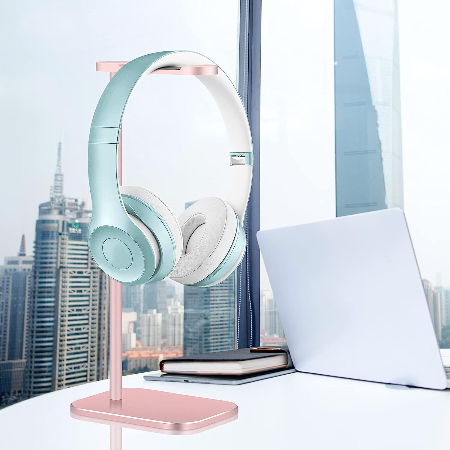 Headphone Stand Aluminum, Headset Holder with Solid Metal Base for Desk, Compatible with Most Headphones (Rose Gold) image number 6
