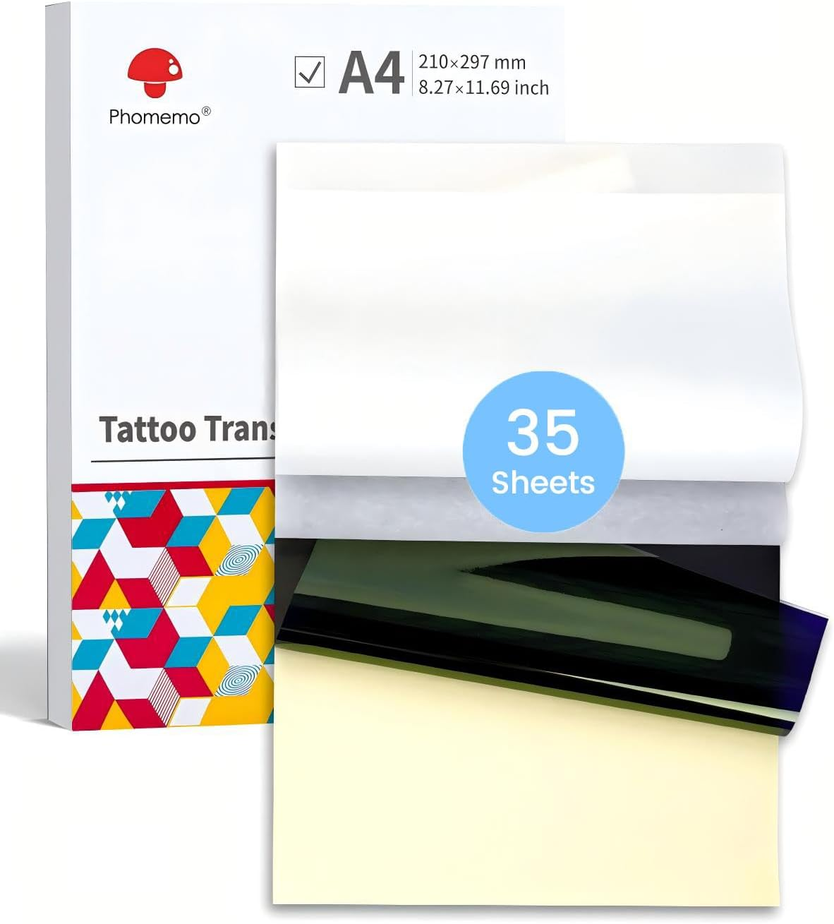Phomemo Tattoo Transfer Paper, 50 Sheets Tattoo Stencil Paper for Tattooing, Compatible with M08F Printer & Tattoo Supplies, A4 Size 8 1/4" X 11 2/3" image number 4