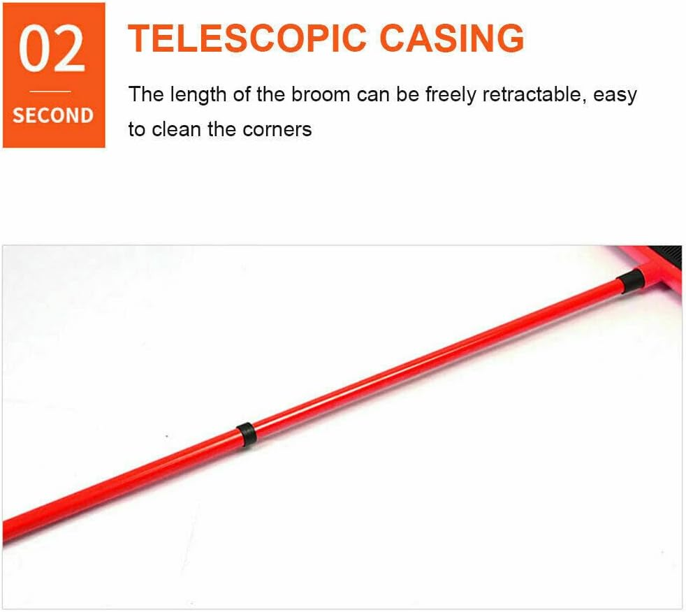 2X Rubber Broom for Dog Cat Pet Hair Car Windows Handle Sweeper Squeegee Floor (Black & Red) - Black  Red image number 3