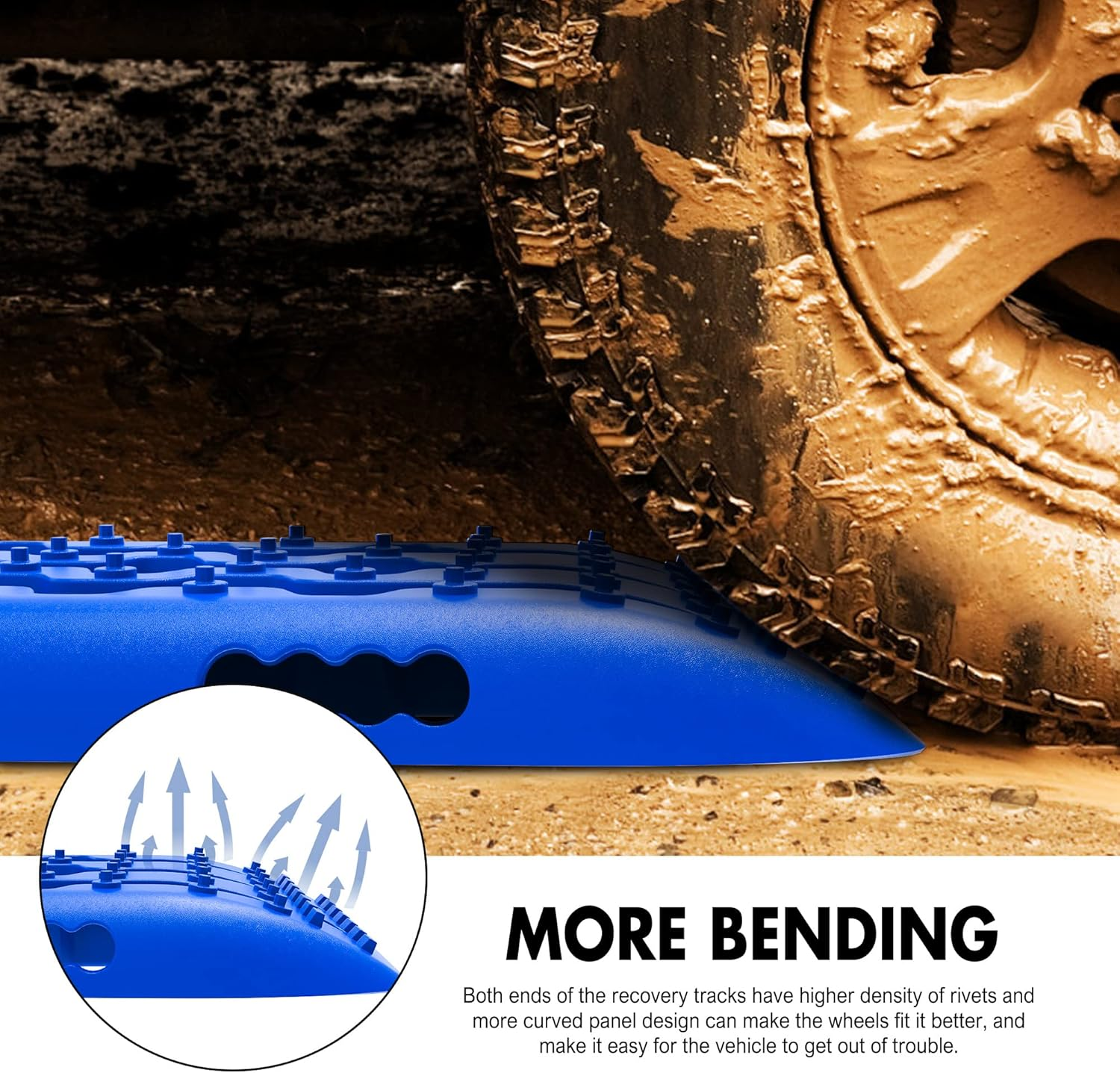 X-BULL Recovery Tracks 4X4 Recovery Boards Offroad 4Wd Tracks 22046LBS/10000KG Stand for Automotive Accessories Tires and Wheels in the Sand Mud Snow(Gen 2.0 Blue)