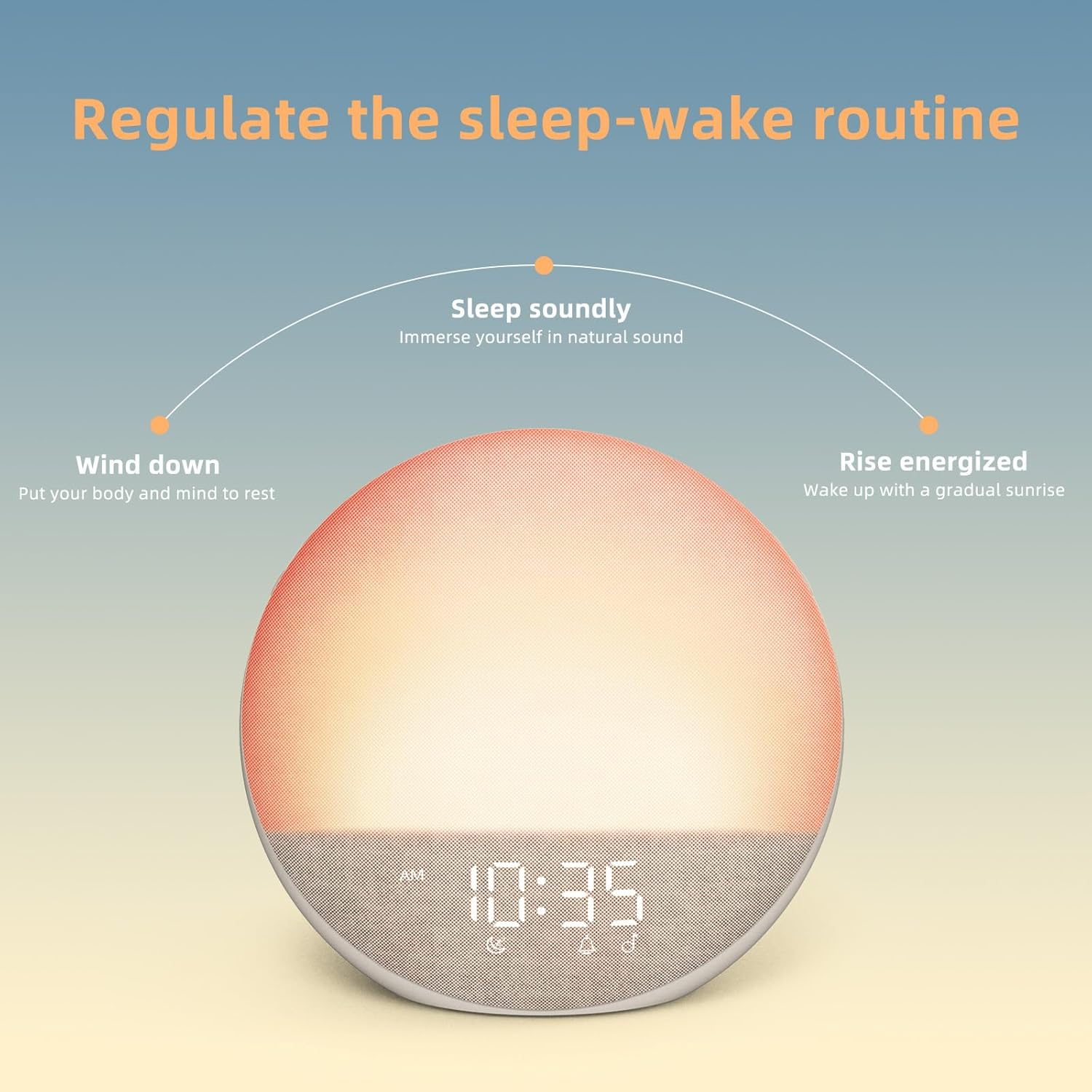Sunrise Alarm Clock White Noise Machine: Natural Wake up Light - Dimmable Clock with Bluetooth Speaker for Bedroom - 25 Sleep Sounds for Baby Adults Kids Putty image number 1