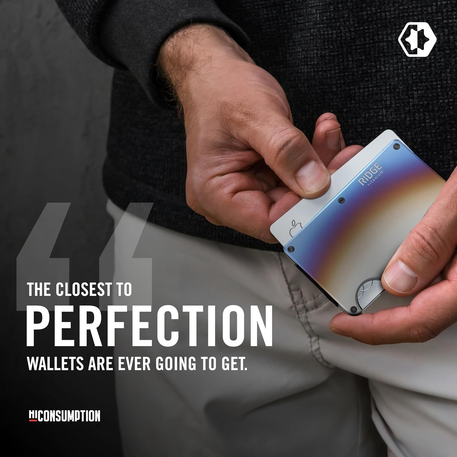 The Ridge Wallet for Men, Slim Wallet for Men - Thin as a Rail, Minimalist Aesthetics, Holds up to 12 Cards, RFID Safe, Titanium Wallet with Money Clip (Burnt Titanium) image number 3