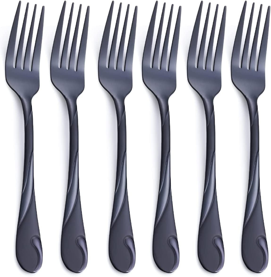 Gold Dinner Fork Set, Seeshine 7.8-Inch(19.8Cm) Stainless Steel Shiny Gold Metal Table Fork, 6 Pieces Kitchen Forks Silverware, Set of 6