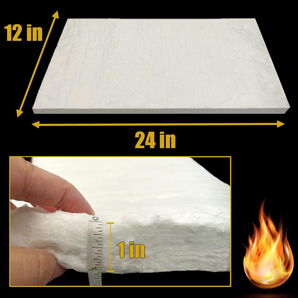 24" X12"X1" (Thick) Ceramic Fiber Blanket Fireproof Insulation Baffle Rated to 2400F, High-Temperature Resistance for Oven Stoves, Kilns, Forges image number 1