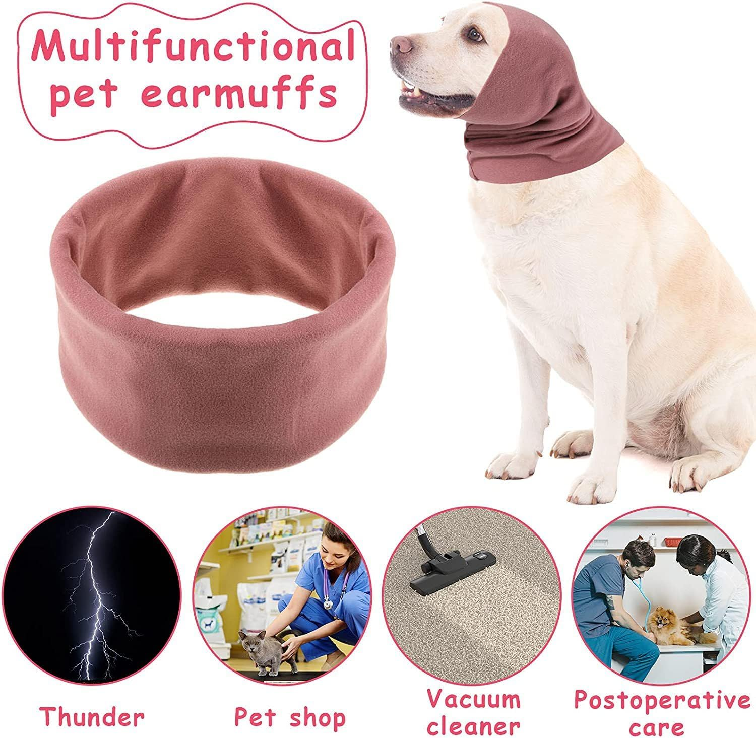 Quiet Ears Dog Hoodies Hat for Noise Protection - Calming Hood No Flap Ear Wraps Cover Muffs for Dogs, Pink (S) image number 6
