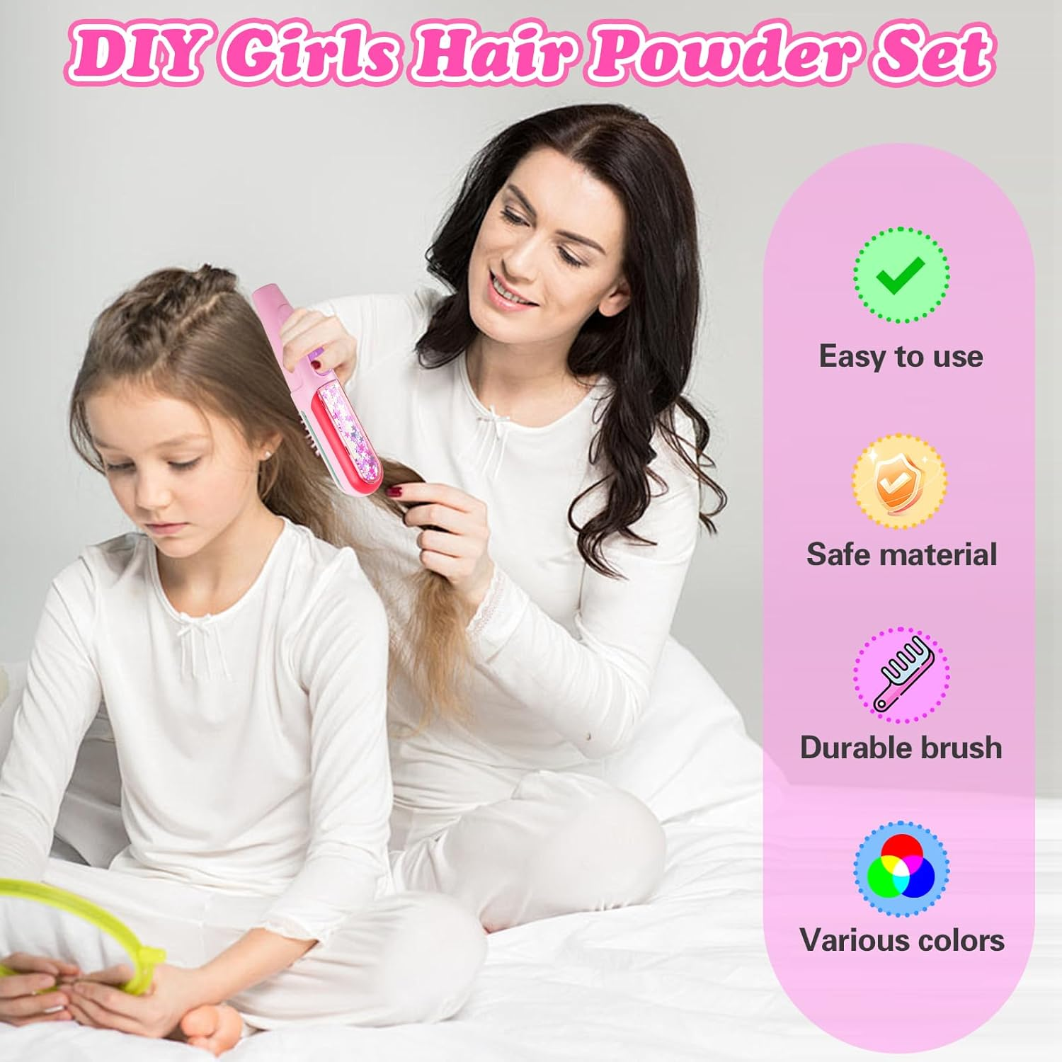 PIWOSGOL Hair Chalk for Girls Set, 6 Washable Colours Hair Chalk for Children with Hairpins, Combs and Hair Dye Pens, Creative Birthday Gift for Children 5 6 7 8 9 10 11 12 Years image number 2
