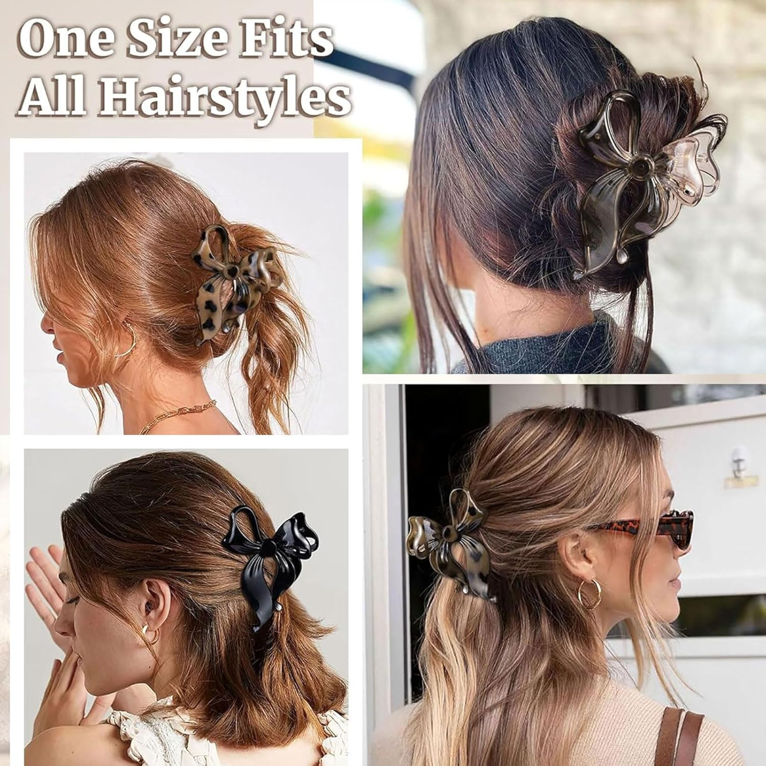 Muorruo 4-Pack Cute Bow Hair Clips for Women, Non-Slip, Large, Matte Hair Clips with Strong Grip for Thin and Thick Hair, Stylish Hair Styling Accessories image number 1