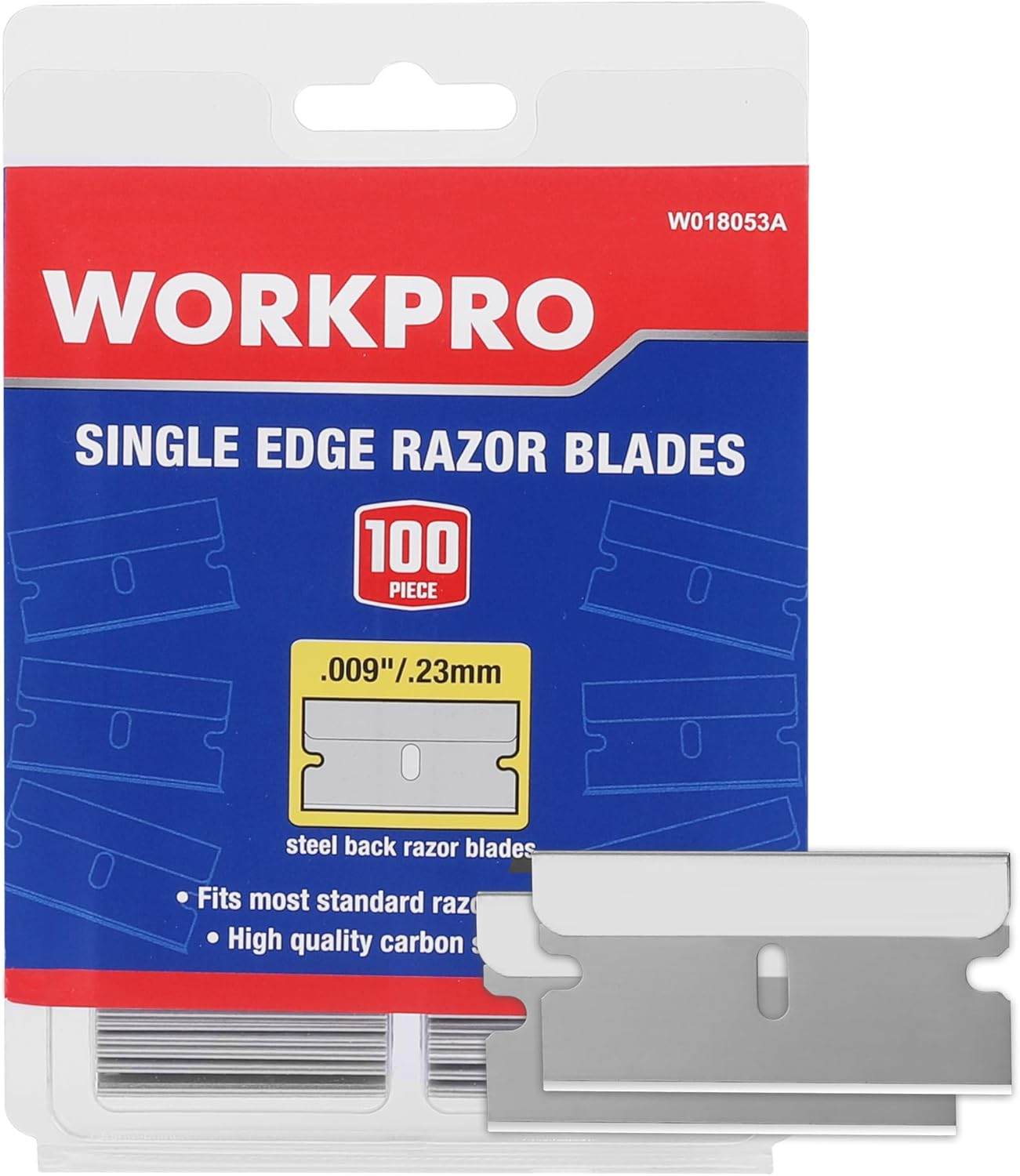 WORKPRO 100-Pack Single Razor Edge Blades, Industrial Scraper Razor Blades, High Carbon Steel One Edge Razor Blades image number 5