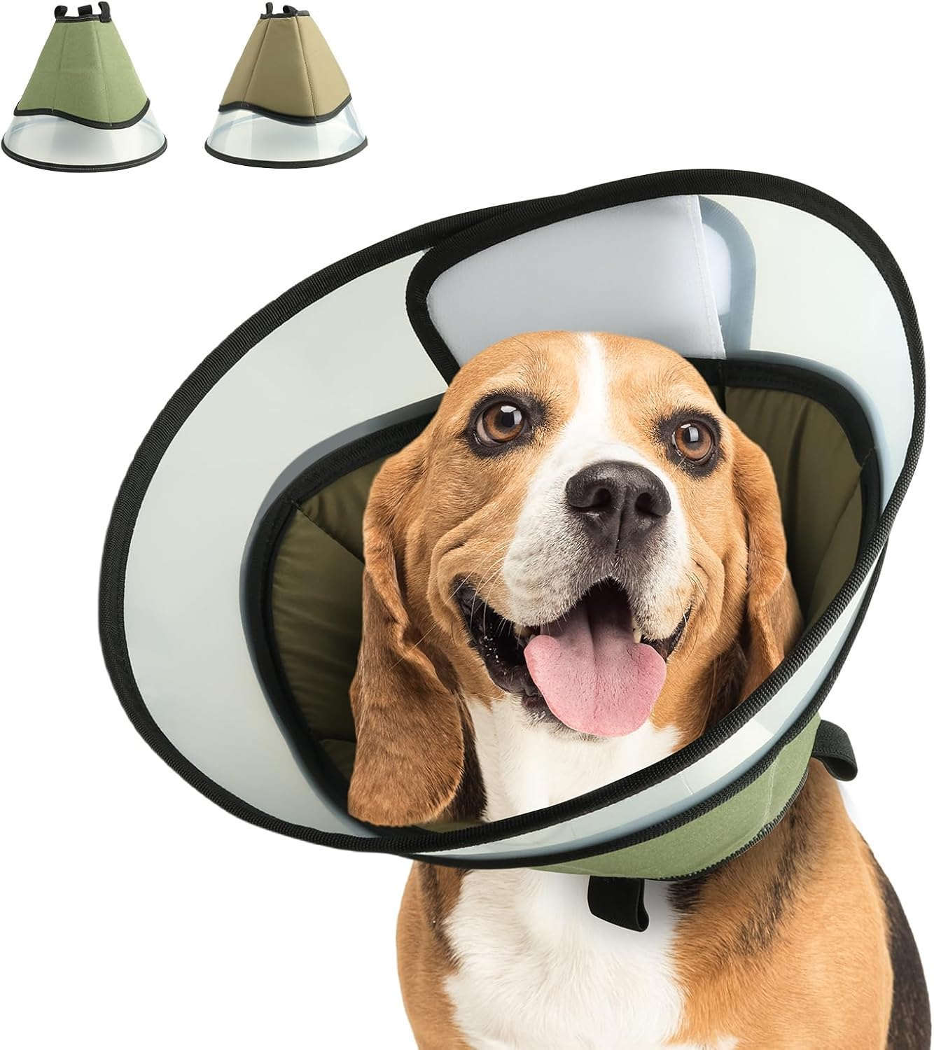Soft Dog Cone after Surgery, Elizabethan Recovery Collar Protective and Wound Heal, Adjustable Dog E-Collars Anti-Bite Lick for Small Medium Large Pets Green (Green, M (Neck: 20-30.5Cm)) image number 3