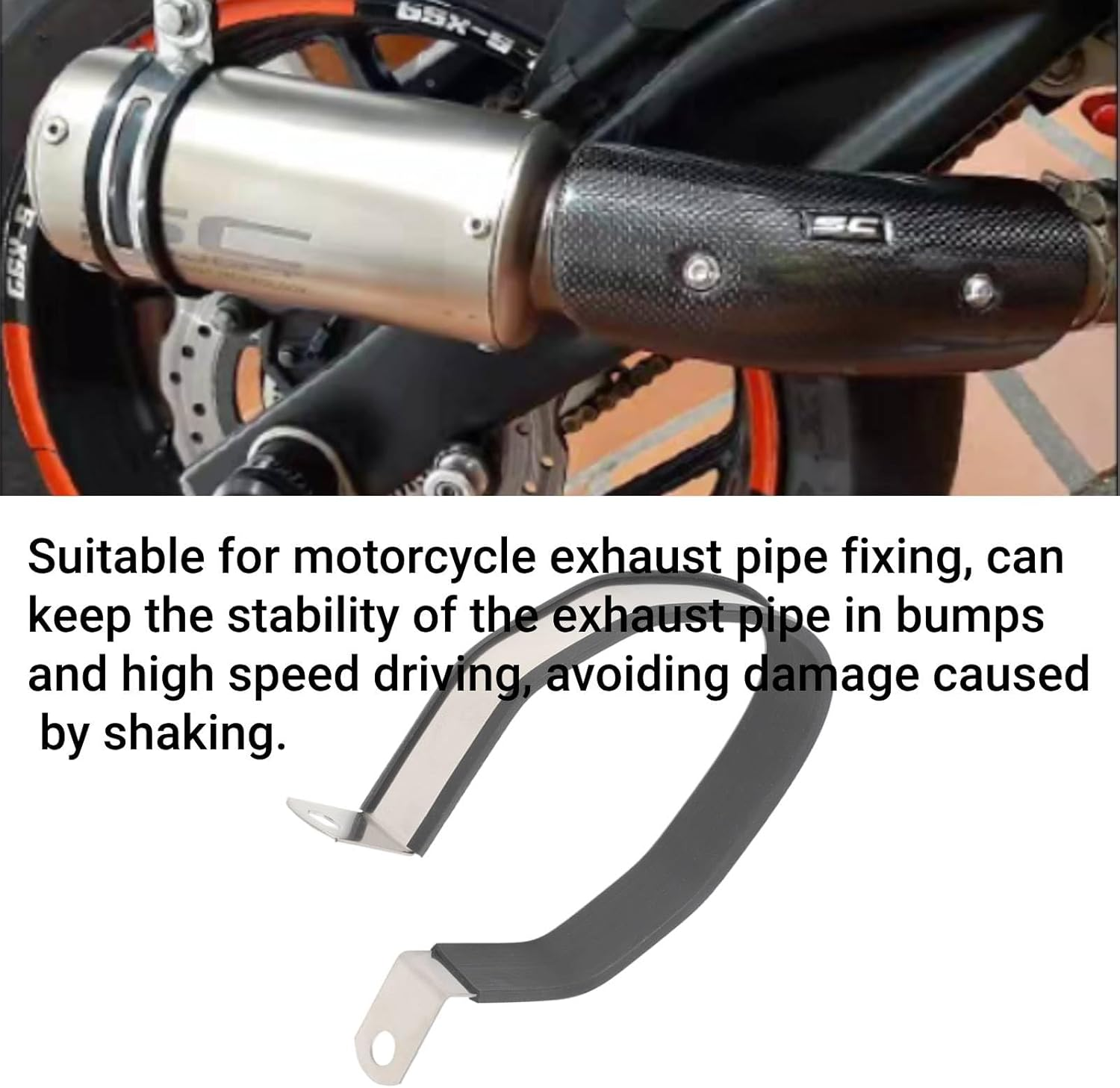 Motorcycle Exhaust Hanger, Hexagon Muffler Pipe Silencer Hanger, Motorcycle Exhaust Pipe Bracket, Universal Exhaust Pipe Bracket for Most Motorcycle image number 2