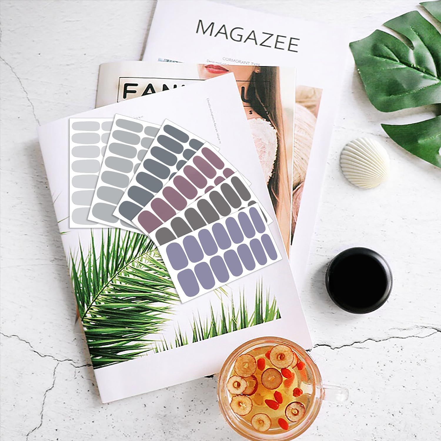 DANNEASY 16 Sheets Nail Wraps for Women Nail Polish Strips Solid Color Self Adhesive Sticker Nails Acrylic Nail Art Accessories with 1Pc File, Cuticle Stick (Pink Red) image number 1