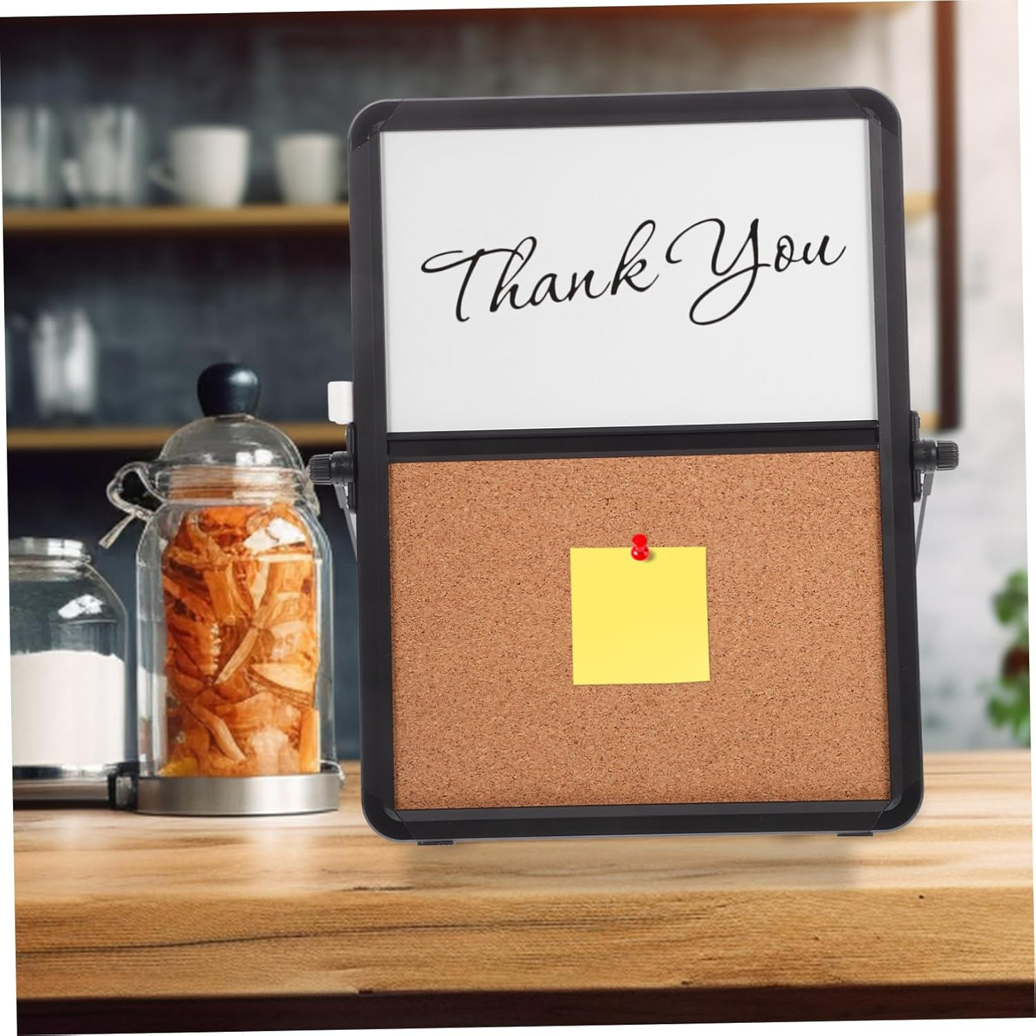 FUNOMOCYA Office Desk Accessory Dual-Sided Whiteboard Corkboard Push Pin Display Board Wall Decor image number 4