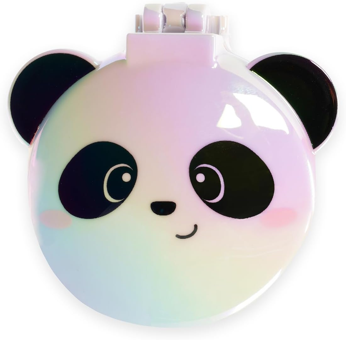 Legami - Cute Panda Theme Hair Brush with Mirror, Foldable Brush, Opens and Closes with One Click, Convenient and Convenient to Take Anywhere image number 1