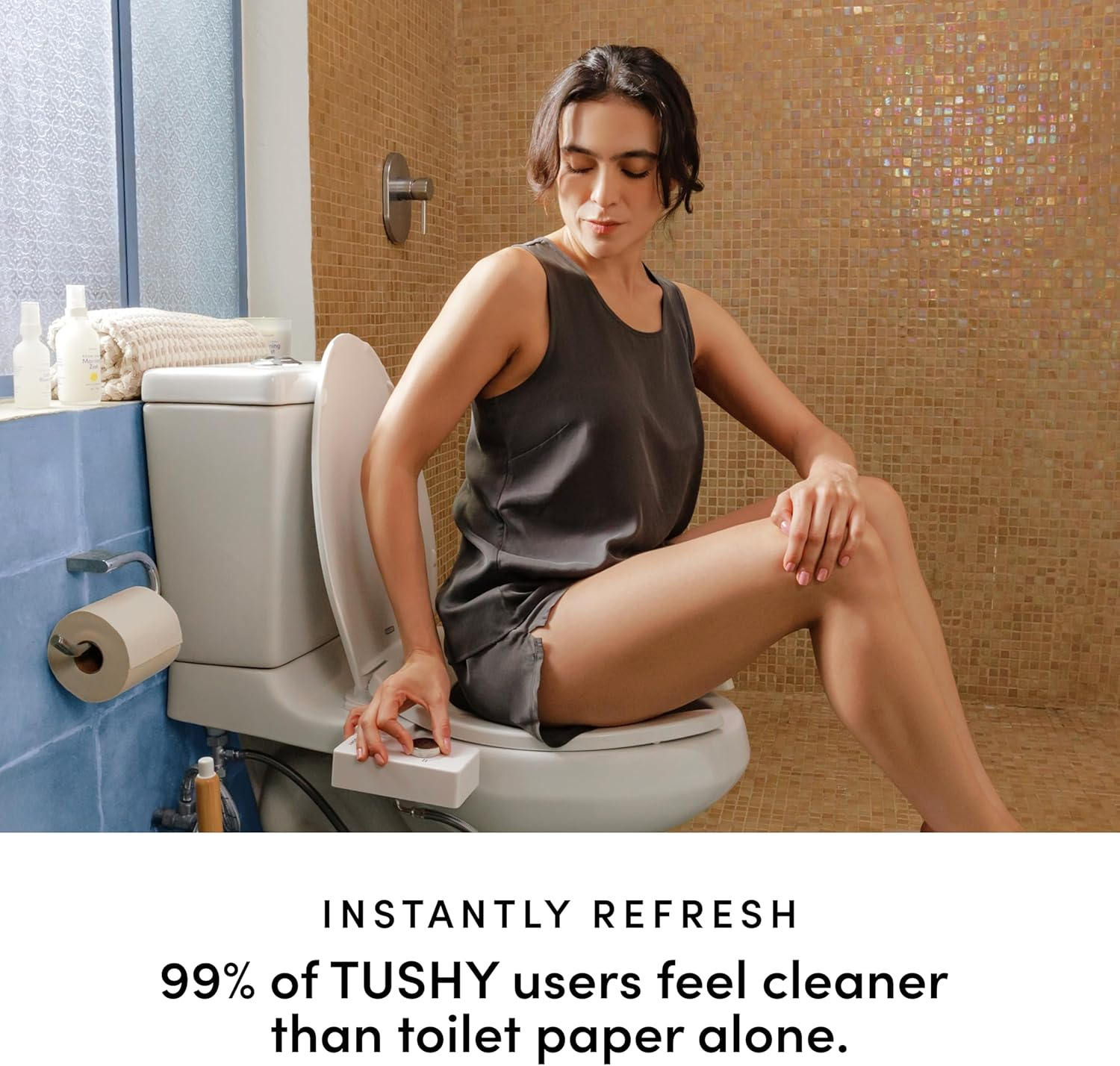 Tushy Classic 3.0 Bidet Toilet Seat Attachment - a Non-Electric Self Cleaning Water Sprayer with Adjustable Water Pressure Nozzle, Angle Control & Easy Home Installation (Platinum) image number 1
